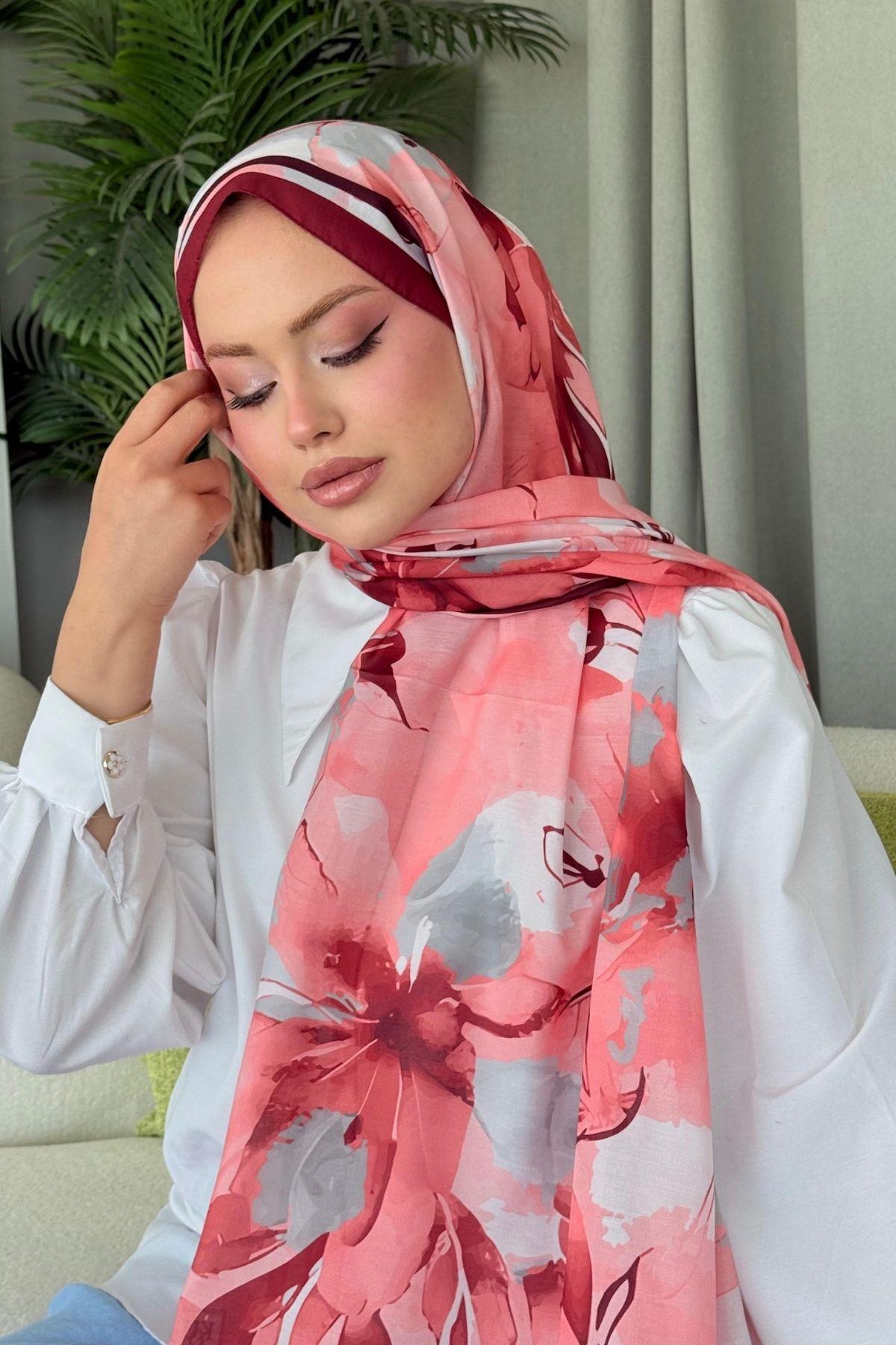 Alaçatı Dijital Şal Bordo, Fiyatları Alaçatı Dijital Şal Bordo- Haza Moda 