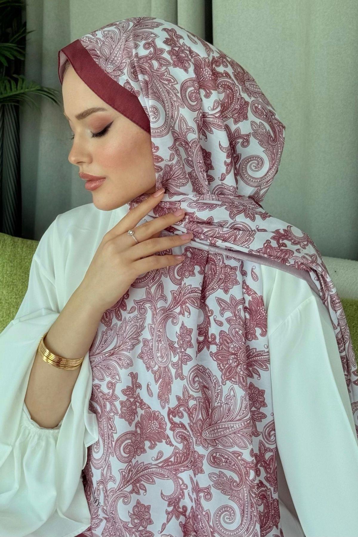 Aras Desen Dijital Şal Bordo, Fiyatları Aras Desen Dijital Şal Bordo- Haza Moda 
