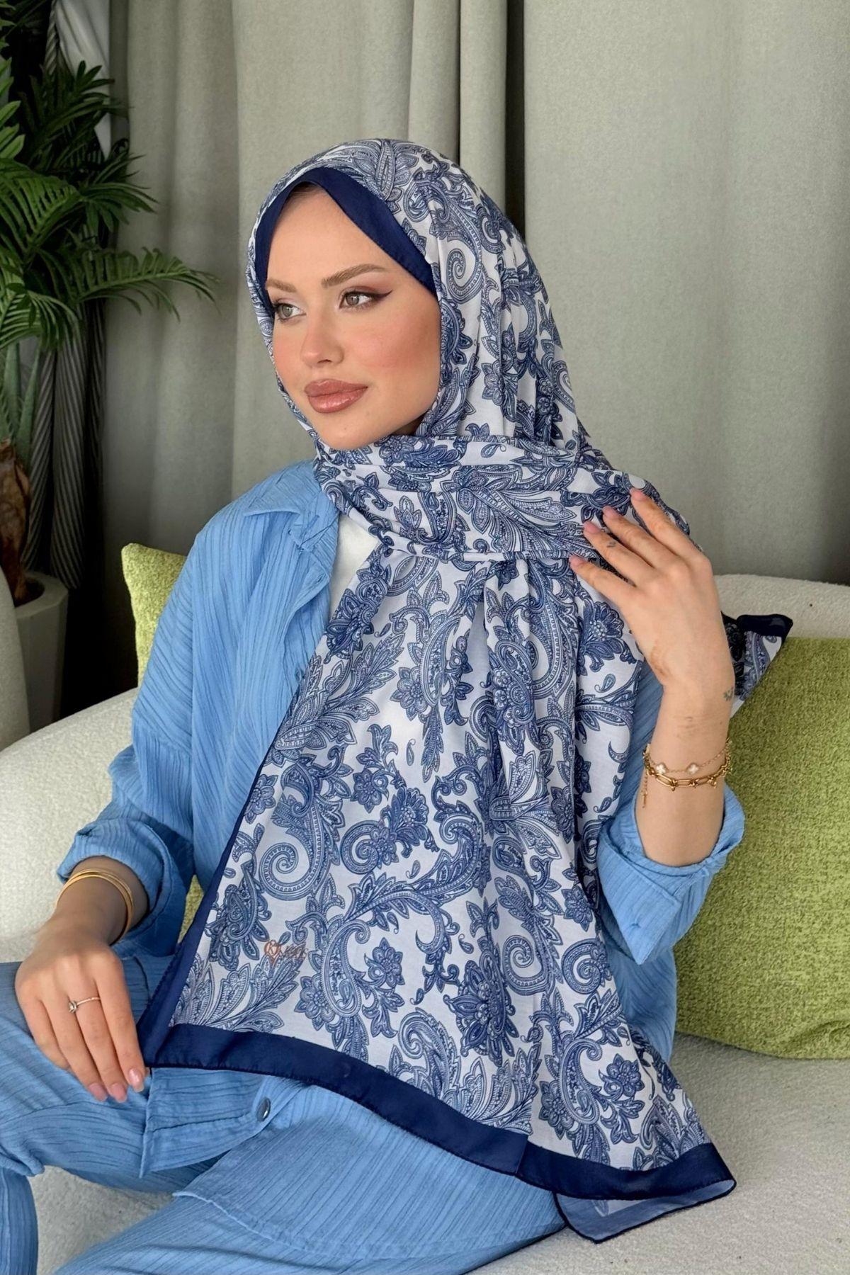 Aras Desen Dijital Şal Lacivert, Fiyatları Aras Desen Dijital Şal Lacivert- Haza Moda 