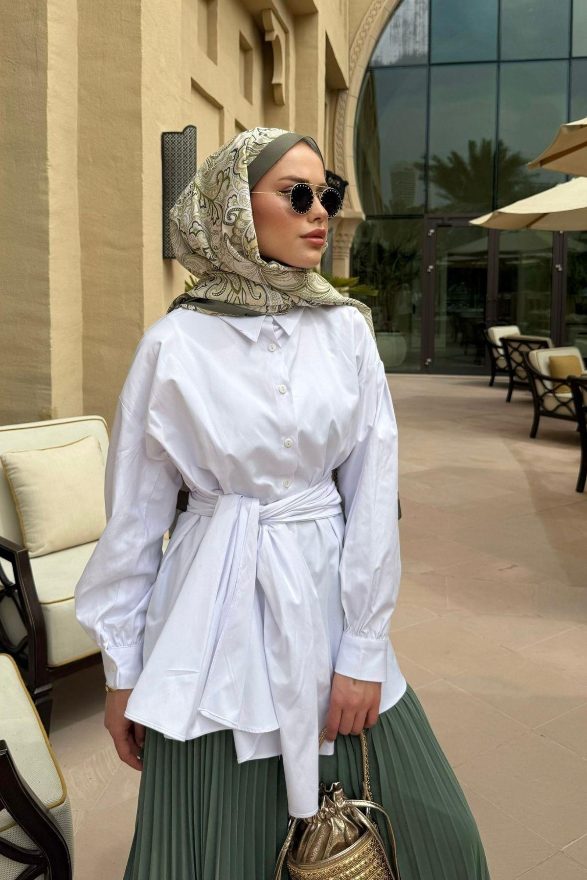 Awen Bağlamalı Gömlek Beyaz, Fiyatları Awen Bağlamalı Gömlek Beyaz Haza Moda 