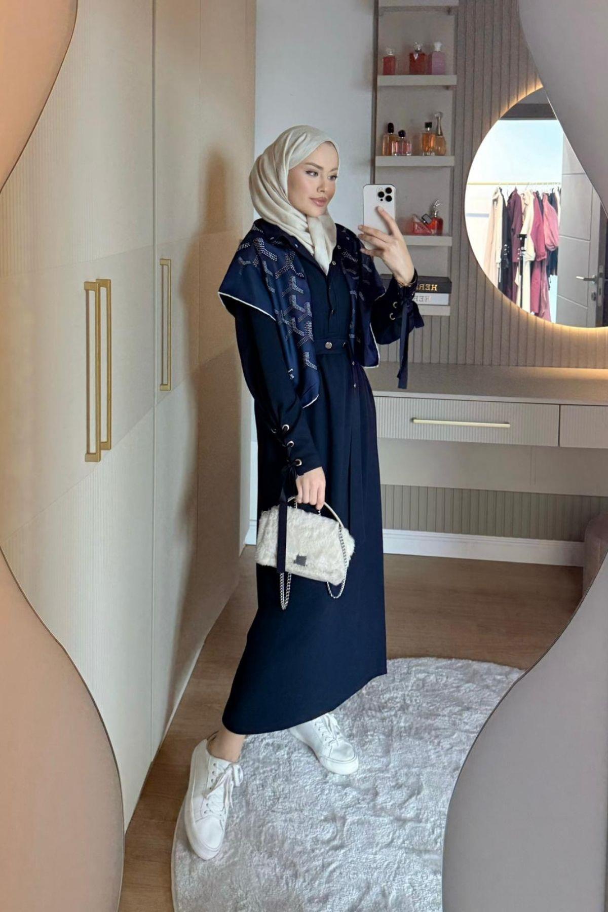 Ayris Zımbalı Elbise Lacivert, Fiyatları 