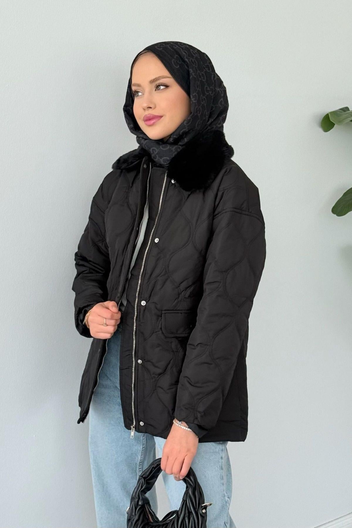 Azem Kürk Detaylı Mont Siyah, Fiyatları Azem Kürk Detaylı Mont Siyah- Haza Moda 