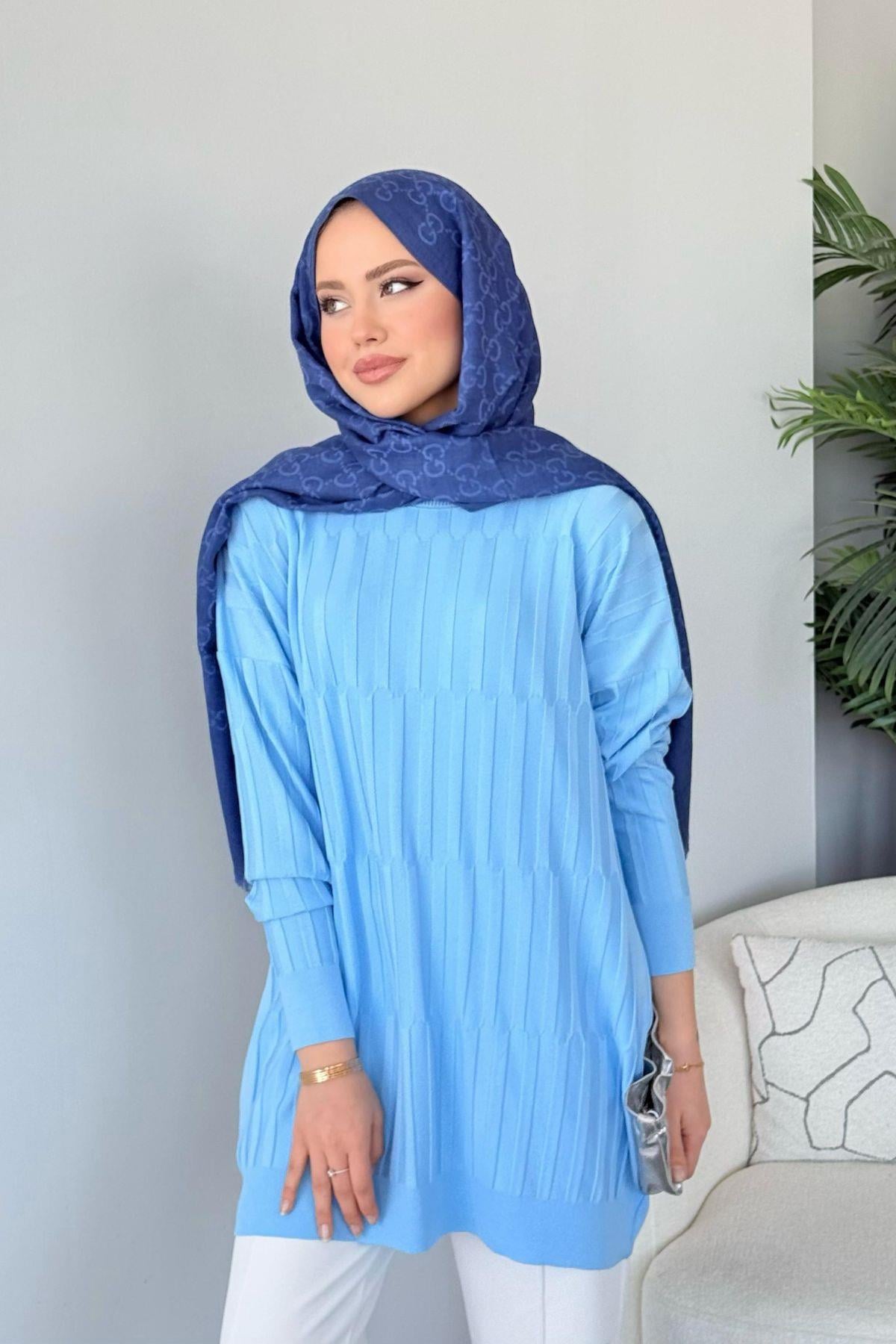 Baklava Desen Tunik Bebe Mavi, Fiyatları Baklava Desen Tunik Bebe Mavi- Haza Moda 