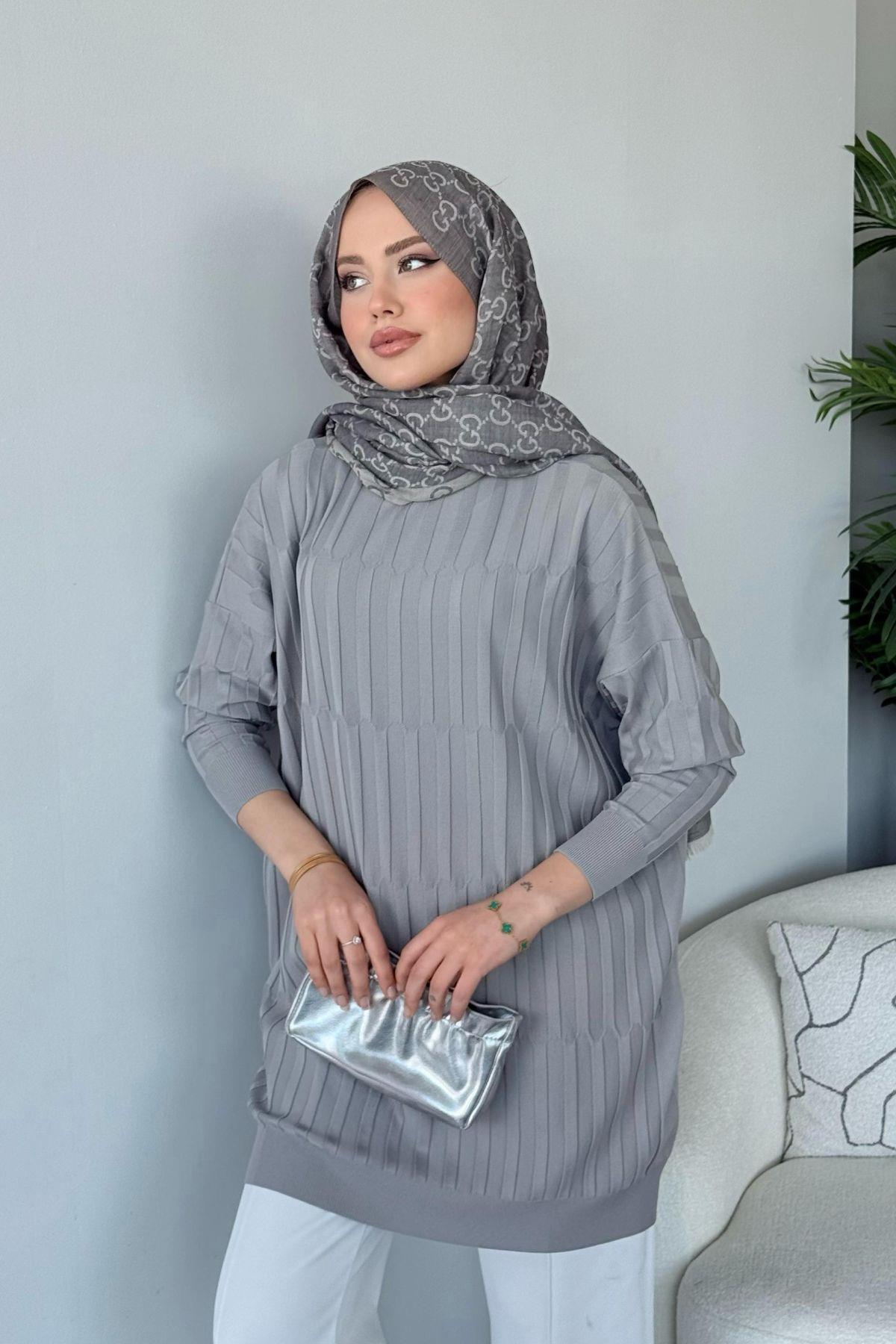 Baklava Desen Tunik Gri, Fiyatları Baklava Desen Tunik Gri - Haza Moda 