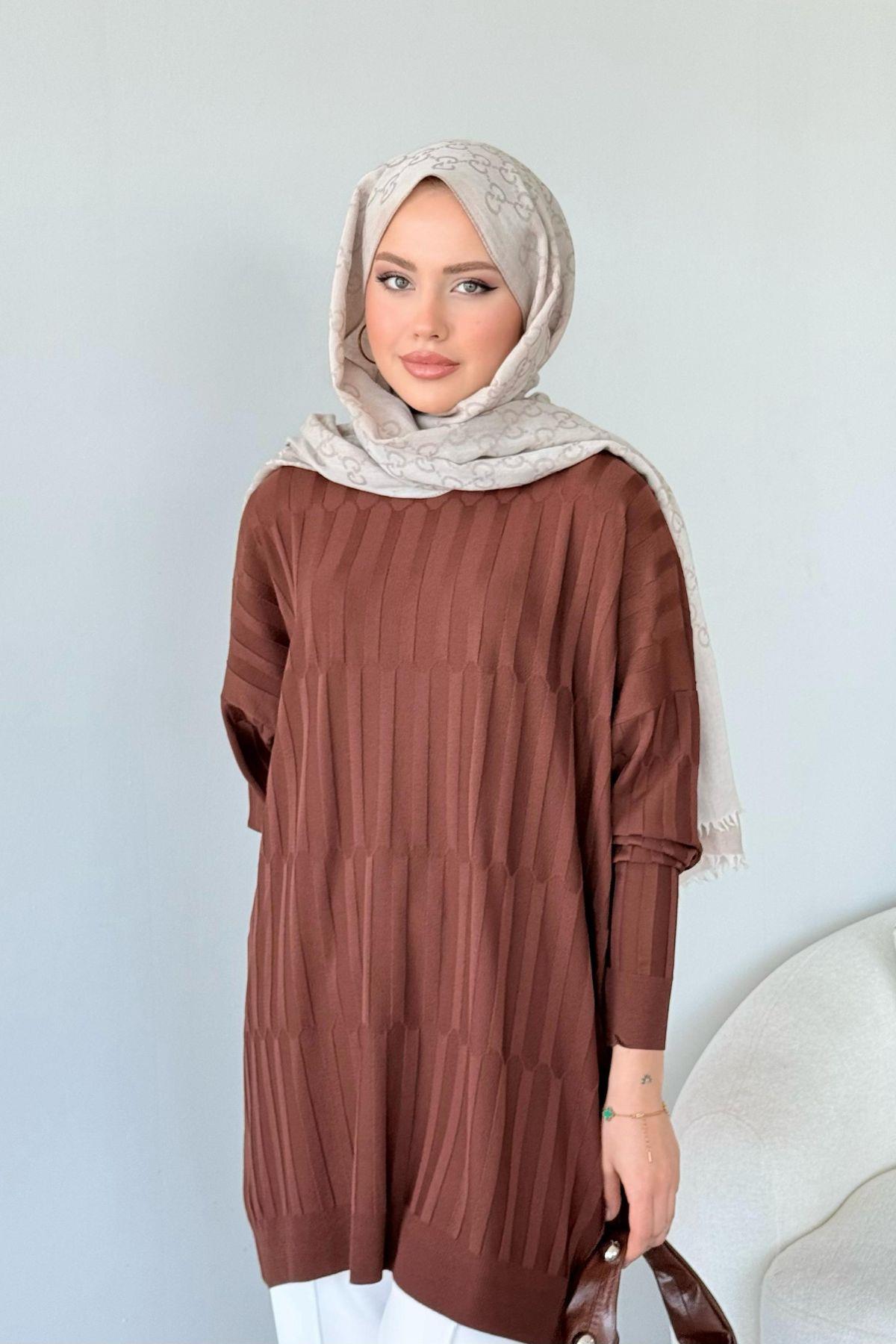 Baklava Desen Tunik Kahve, Fiyatları Baklava Desen Tunik Kahve - Haza Moda 