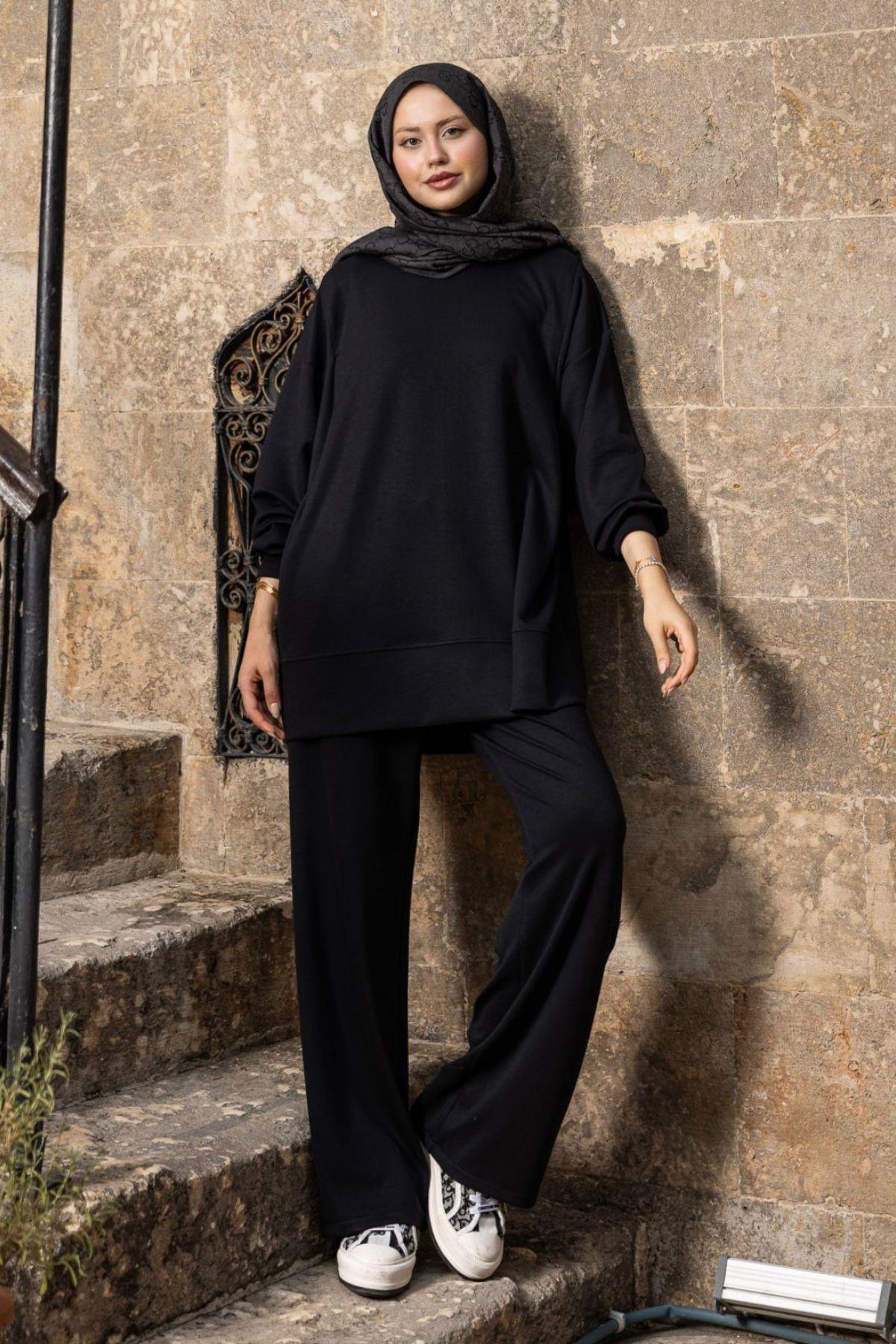 Basic Pamuklu Takım Siyah, Fiyatları Basic Pamuklu Takım Siyah Haza Moda 
