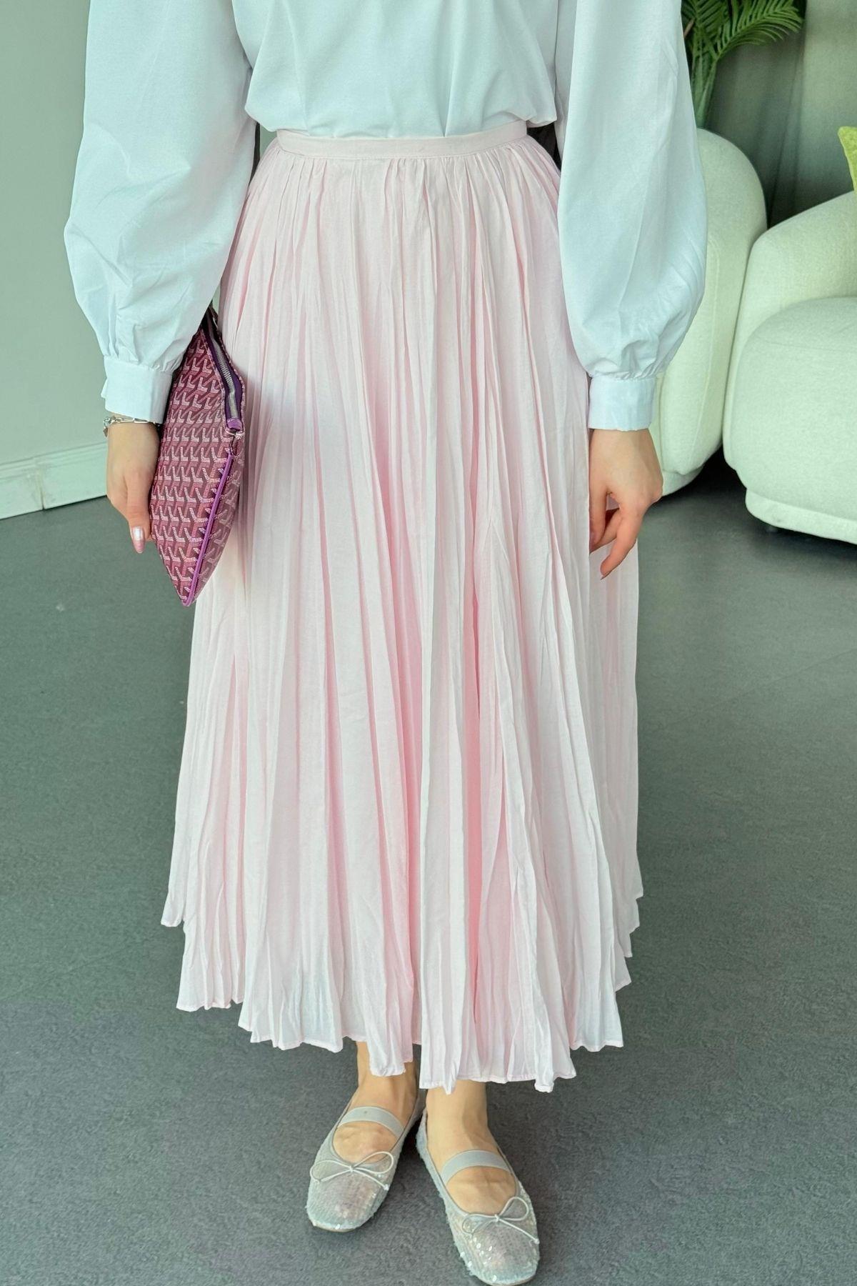 Begonya Etek Tozpembe, Fiyatları Haza Moda | Tesettür Giyim | Begonya Etek Tozpembe