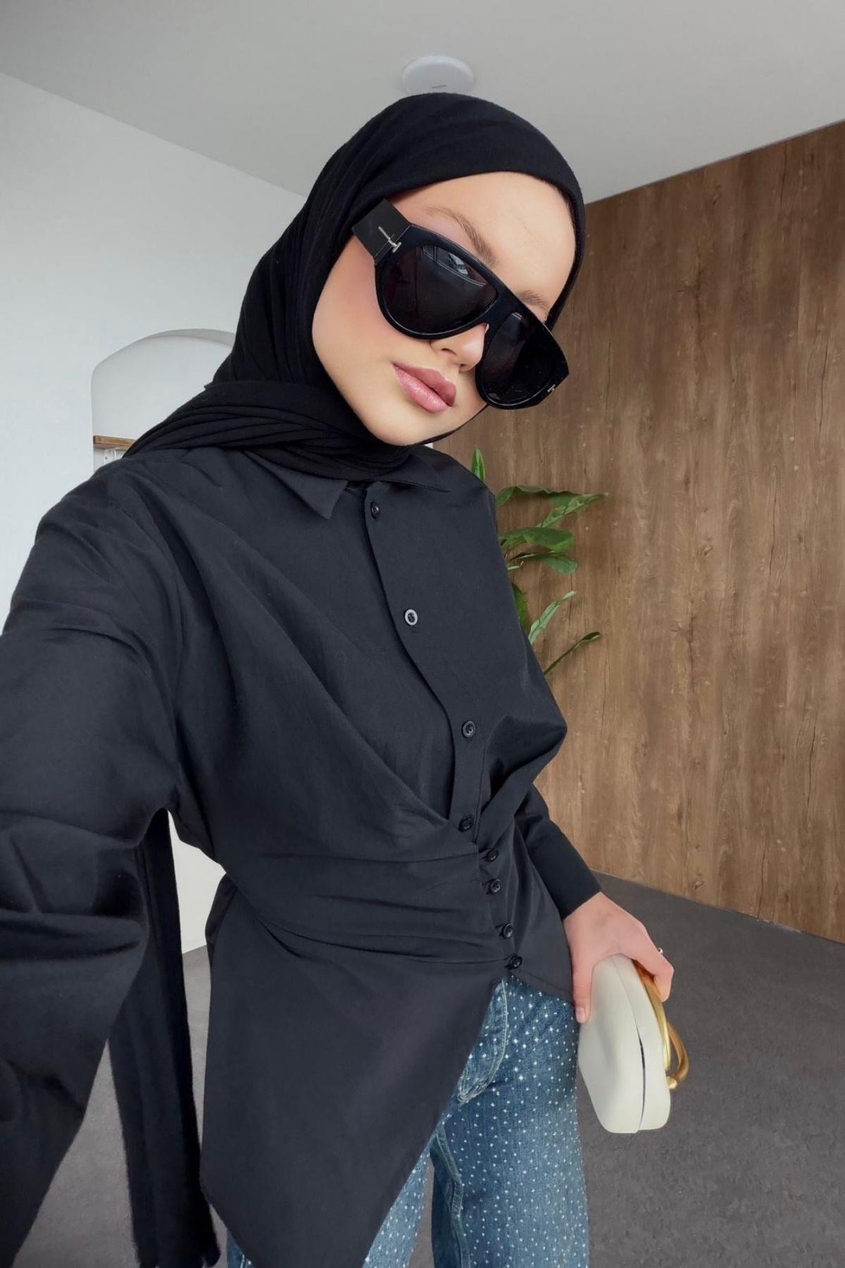 Belden Oturtmalı Poplin Gömlek Siyah, Fiyatları 