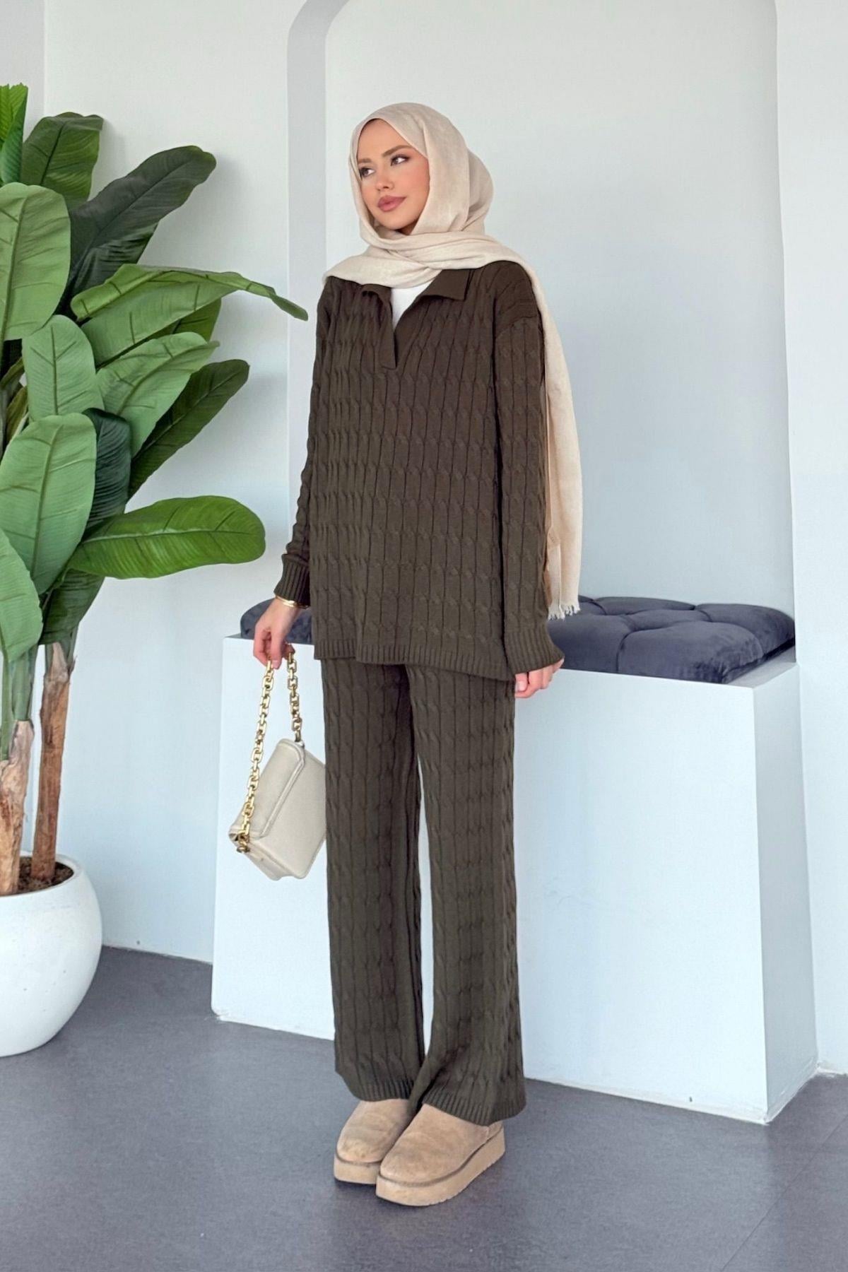 Belinda Örgülü Triko Takım Haki, Fiyatları 