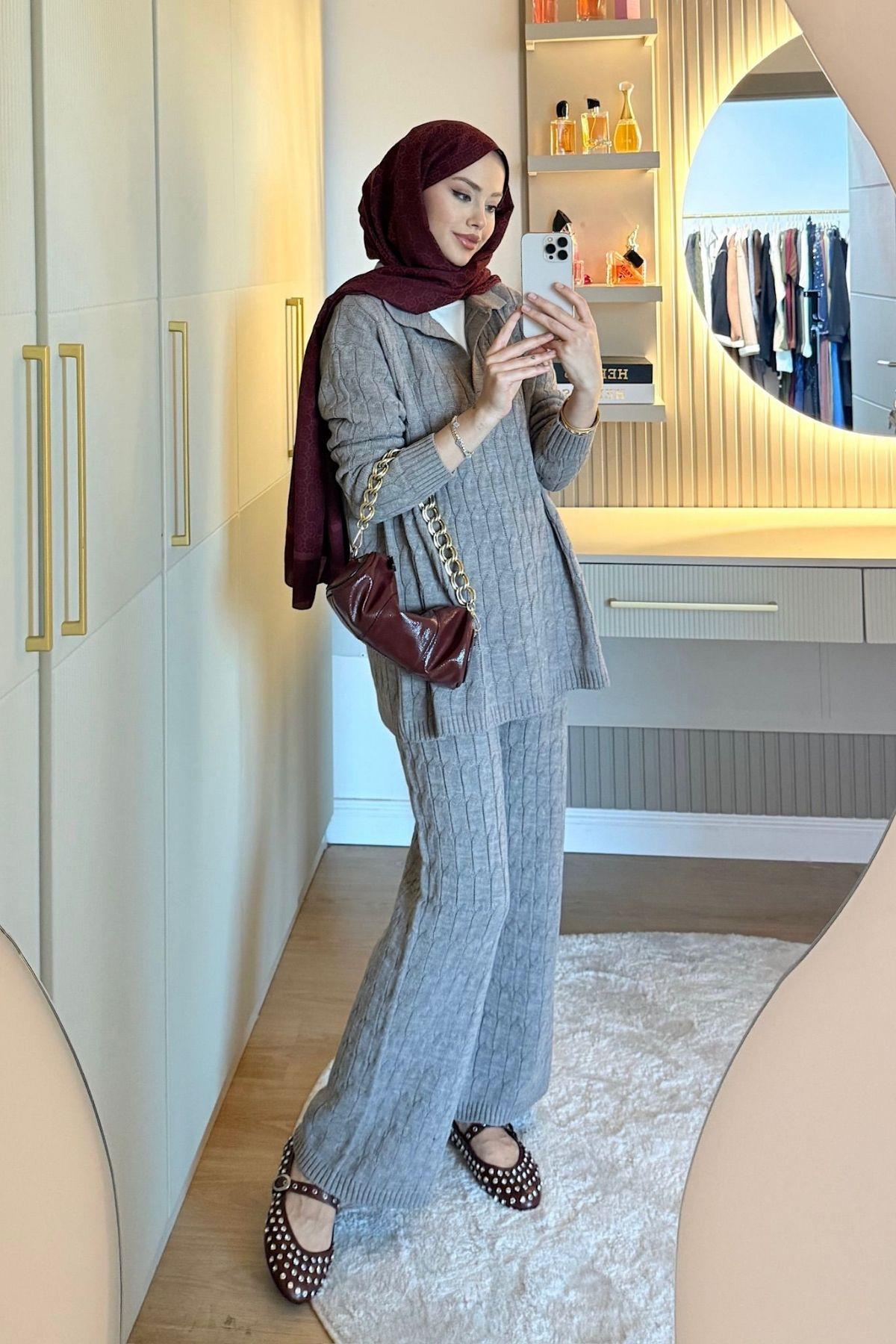 Belinda Örgülü Triko Takım Vizon, Fiyatları 