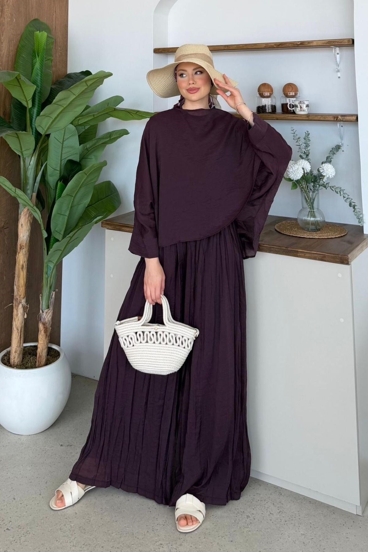 Beste Pantolonlu Takım Mürdüm, Fiyatları Beste Pantolonlu Takım Mürdüm | Haza Moda