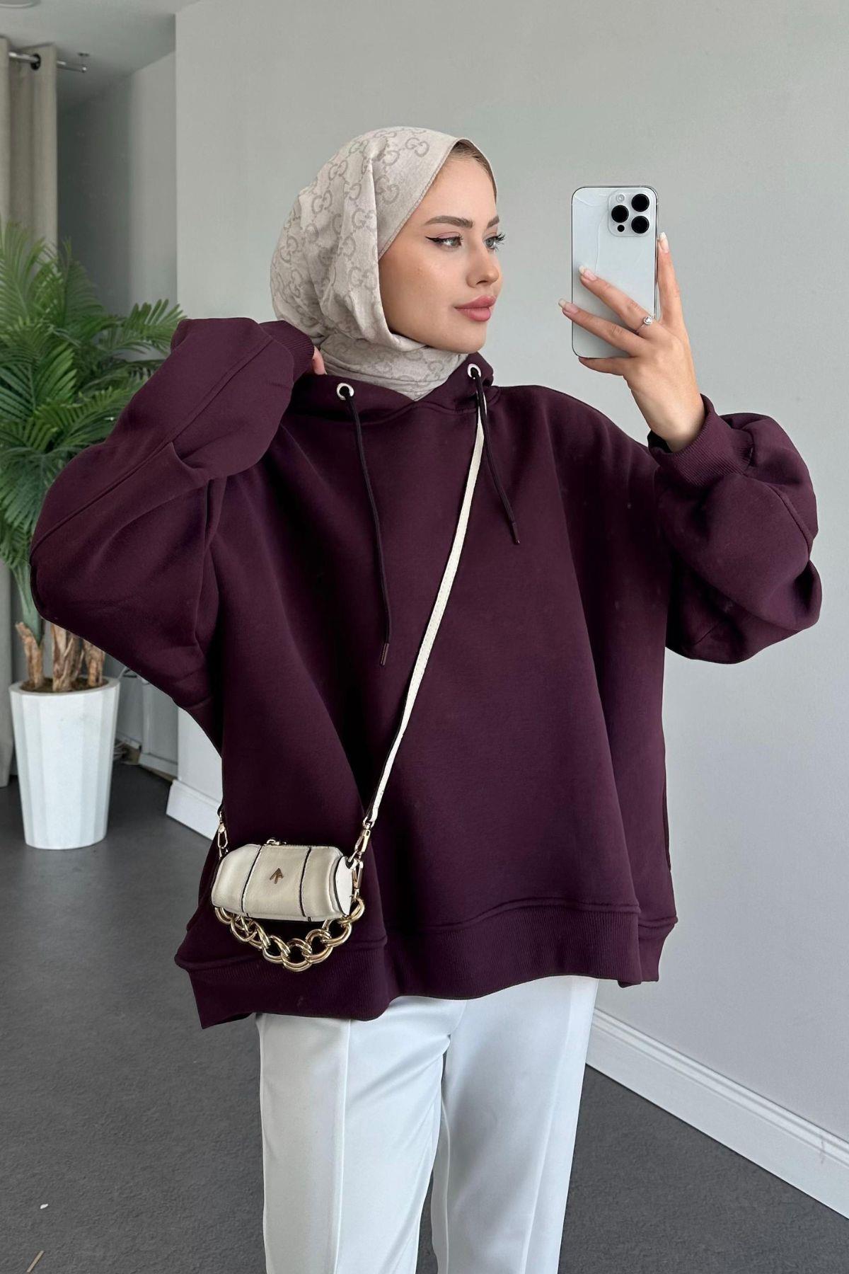 Bohem Kapişonlu Sweat Mürdüm, Fiyatları 