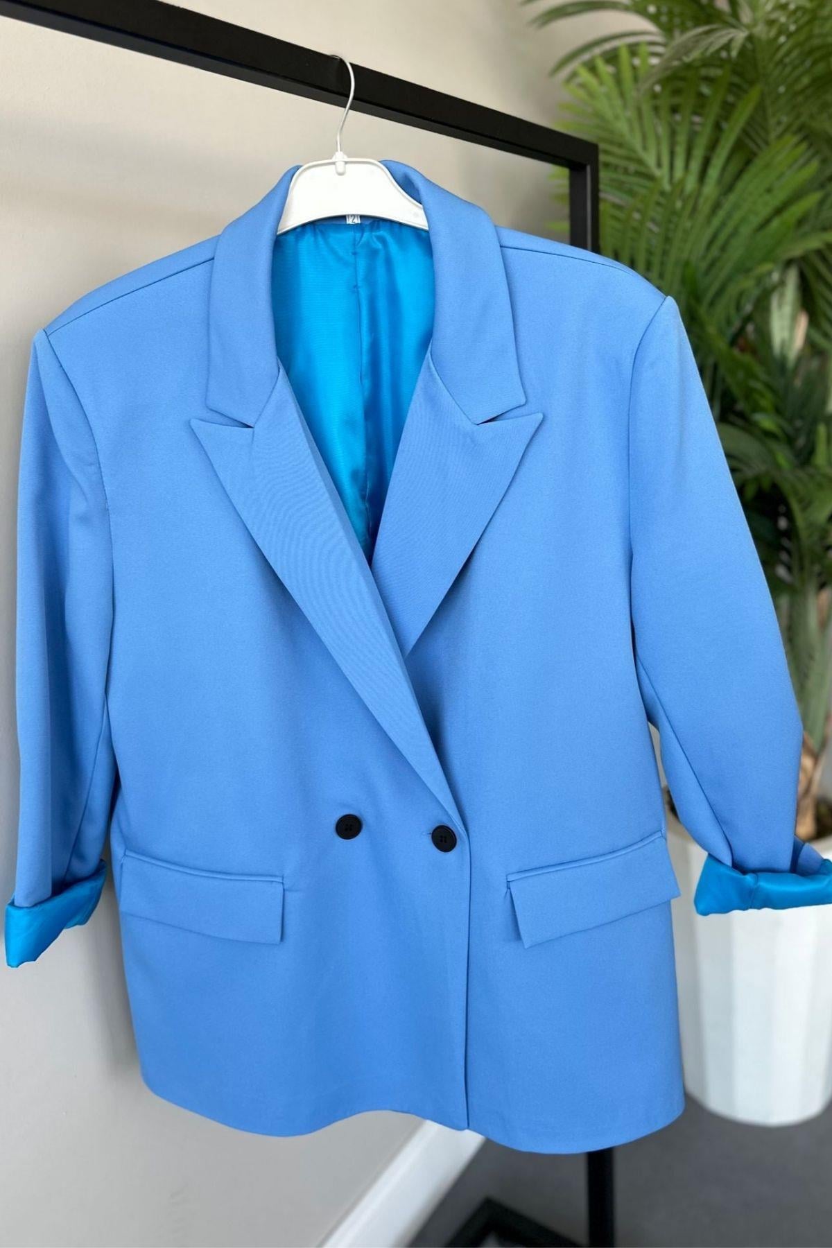 Boncuk Blazer Ceket Mavi, Fiyatları 