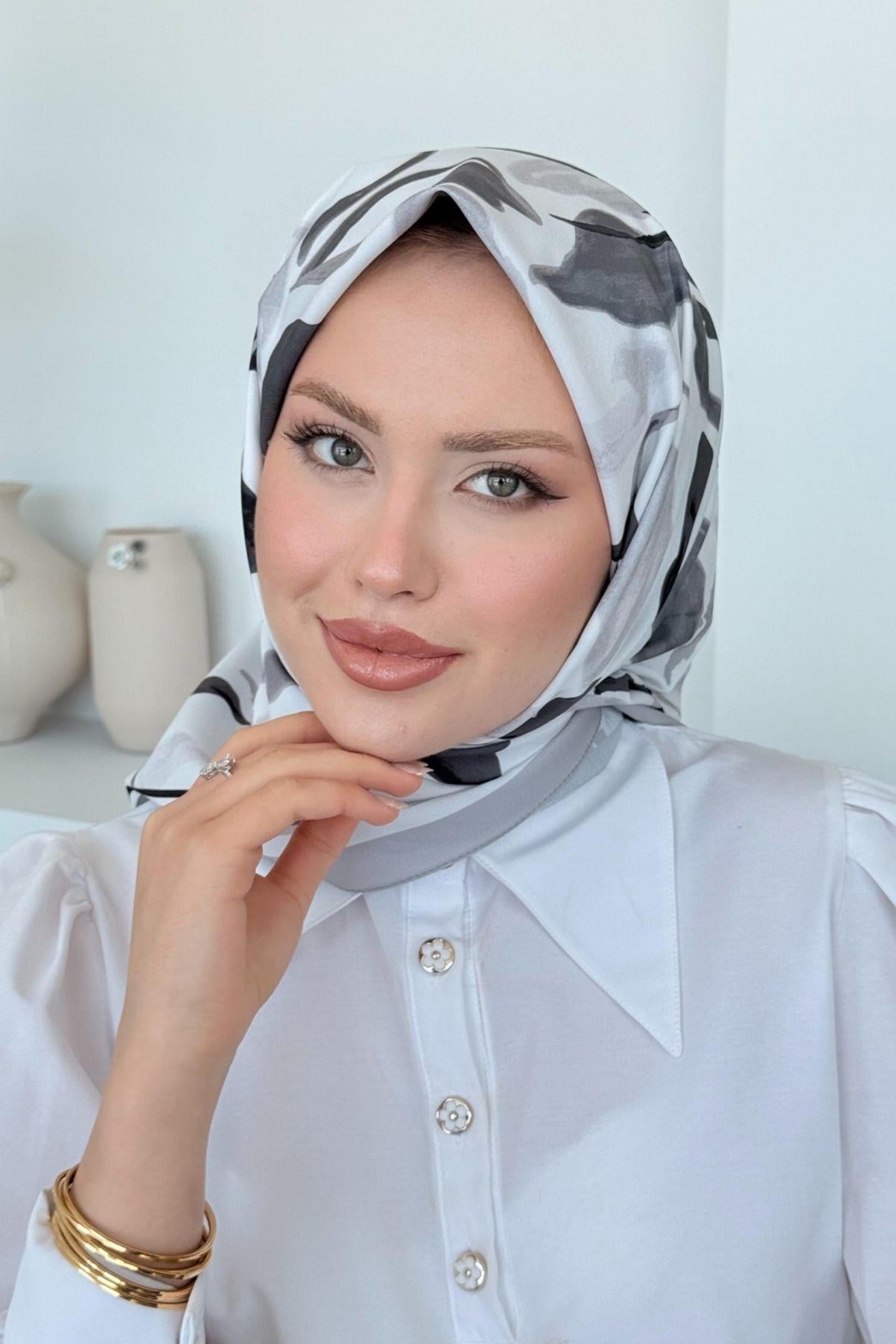 Çisem Dijital Desenli Eşarp Gri, Fiyatları Çisem Dijital Desenli Eşarp Gri- Haza Moda 
