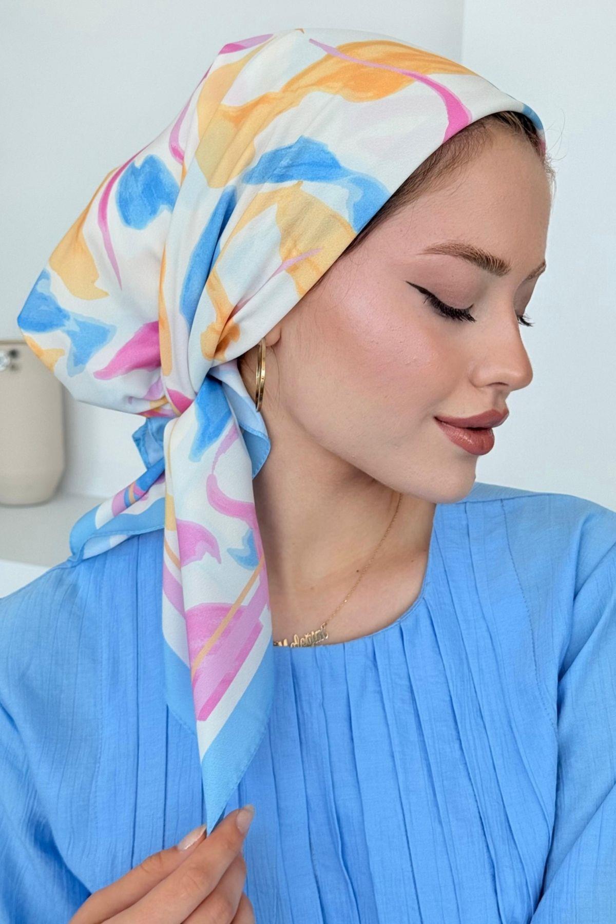 Çisem Dijital Desenli Eşarp Mavi, Fiyatları Çisem Dijital Desenli Eşarp Mavi- Haza Moda 