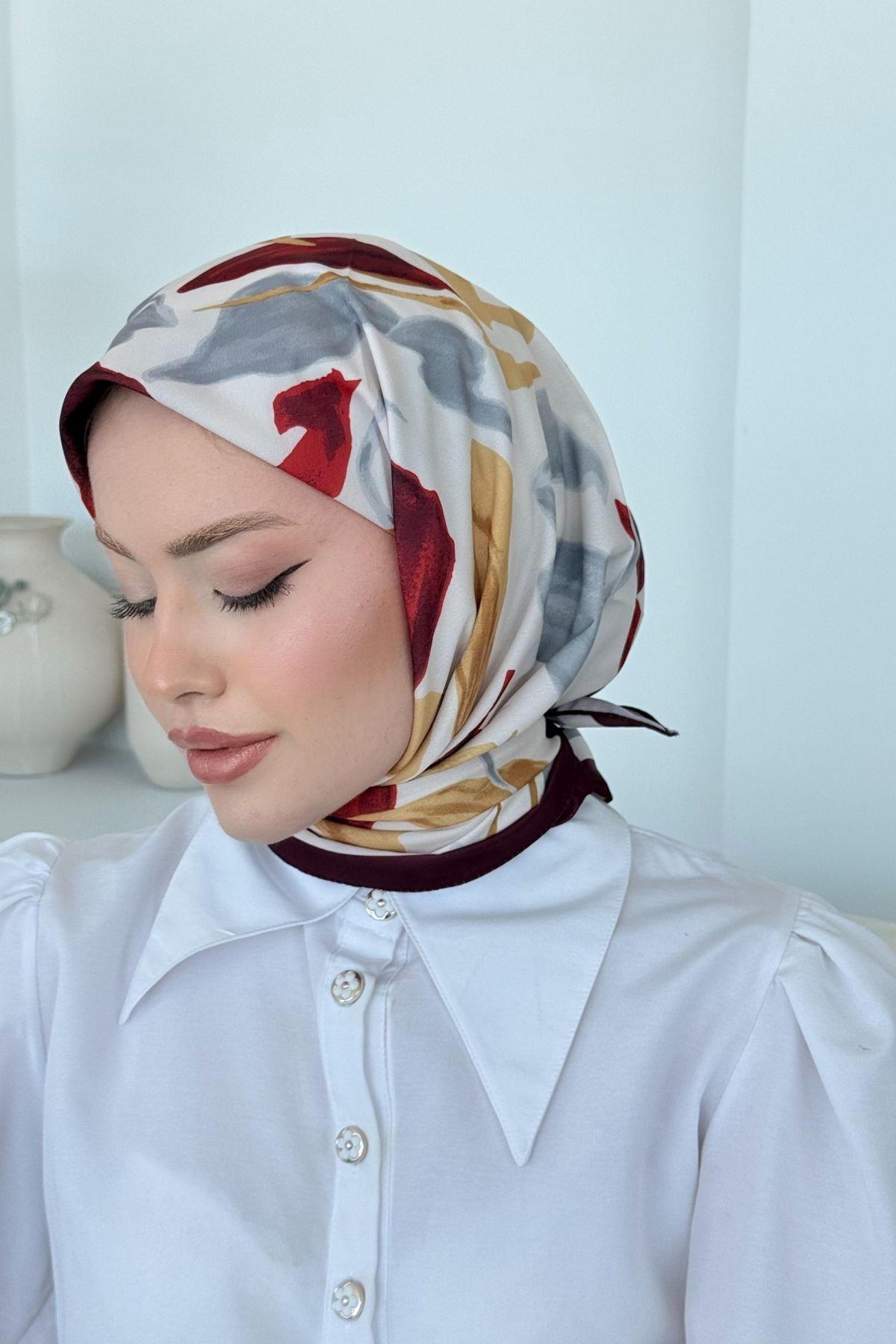 Çisem Dijital Desenli Eşarp Mürdüm, Fiyatları Çisem Dijital Desenli Eşarp Mürdüm- Haza Moda 
