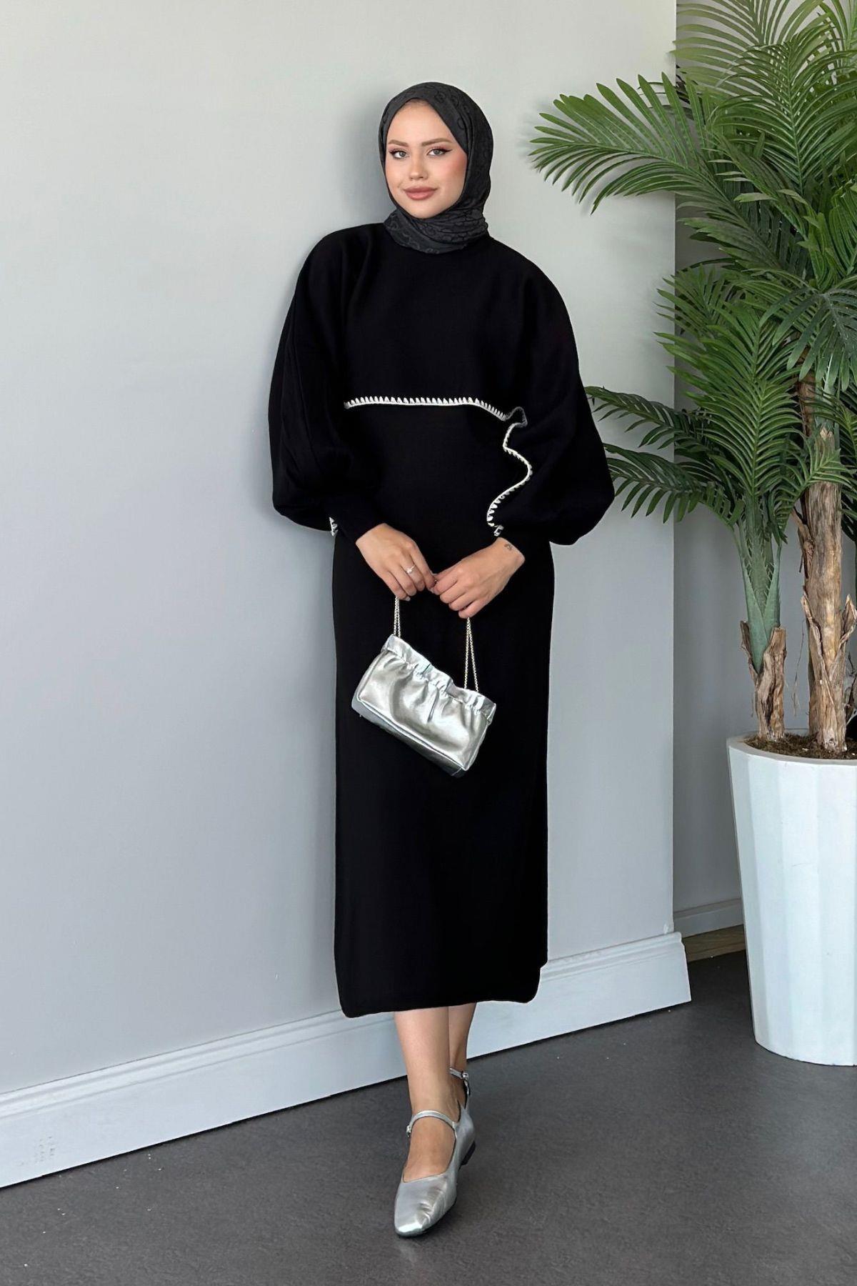 Crop Görünümlü Triko Elbise Siyah, Fiyatları 