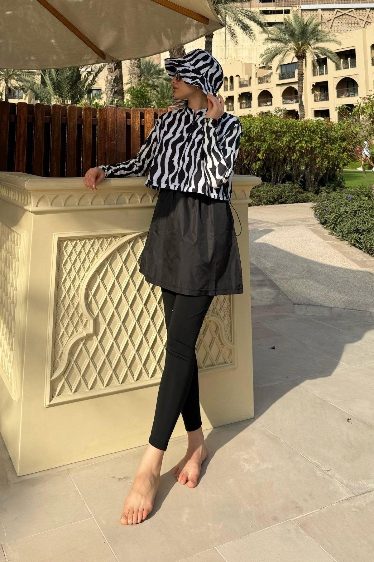 Croplu Tesettür Mayo Takım Zebra, Fiyatları Croplu Tesettür Mayo Takım Zebra – Haza Moda | Tesettür Giyim
