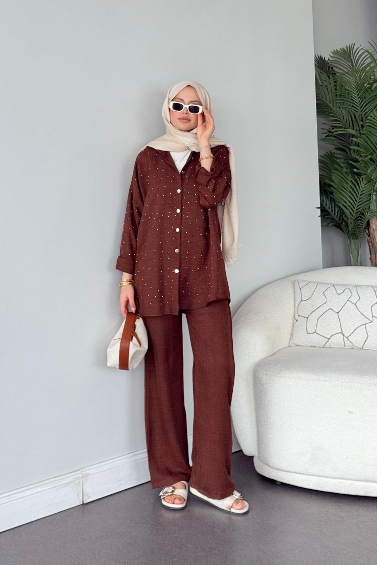 Deniz Taşlı Takım Kahve, Fiyatları Deniz Taşlı Takım Kahve- Haza Moda