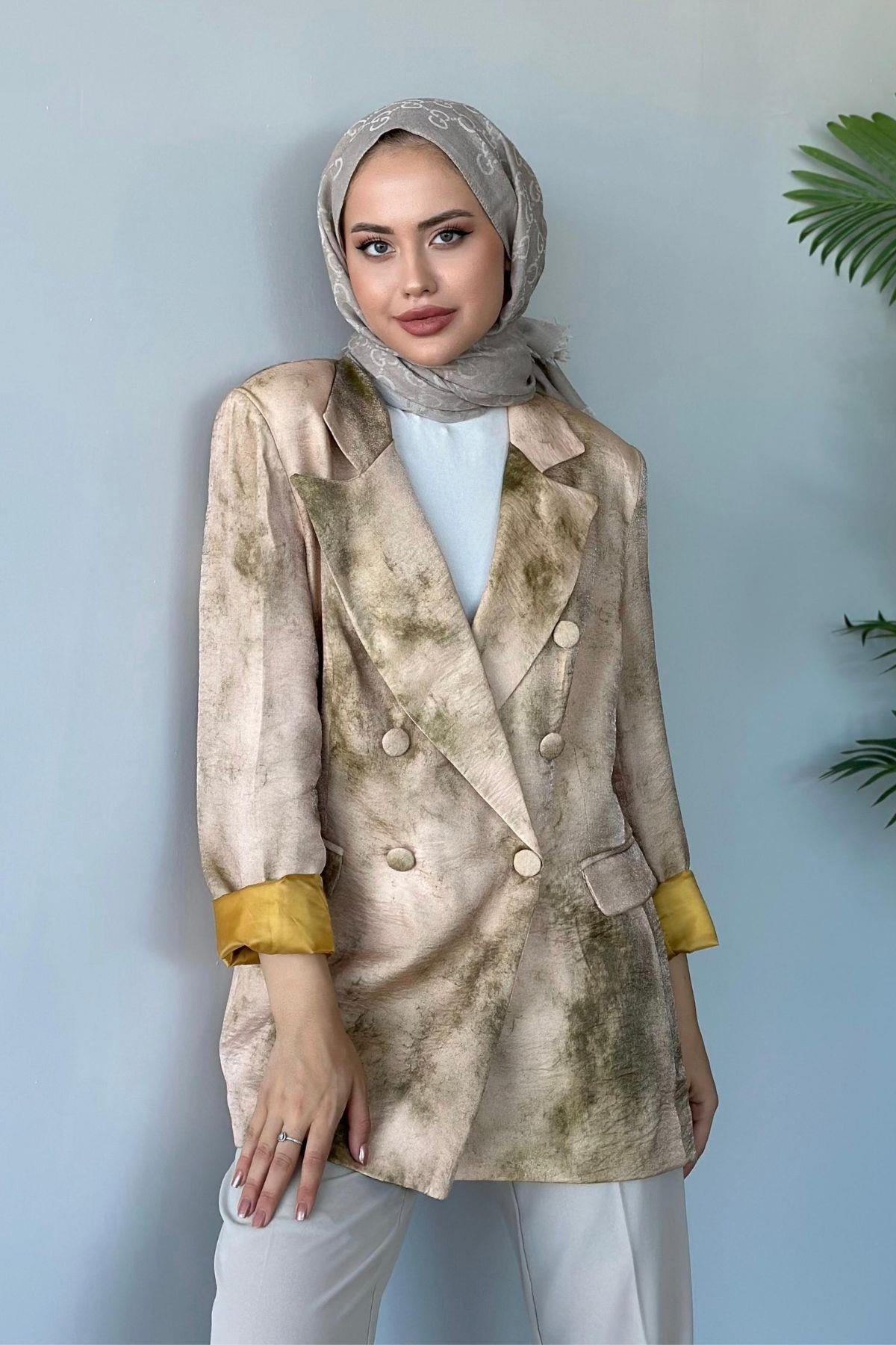 Desenli Blazer Ceket Yeşil, Fiyatları 