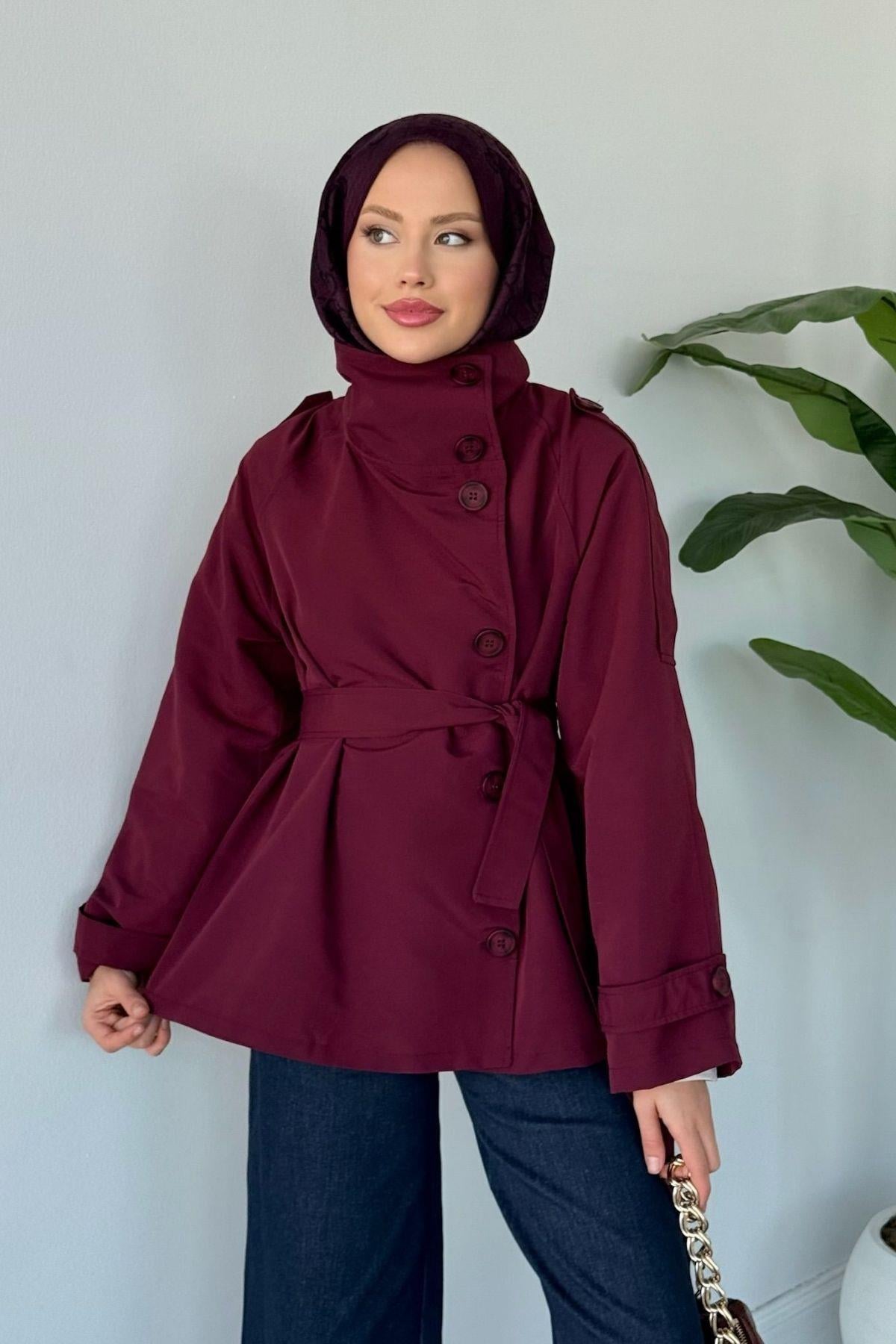 Dik Yaka Trenç Bordo, Fiyatları 