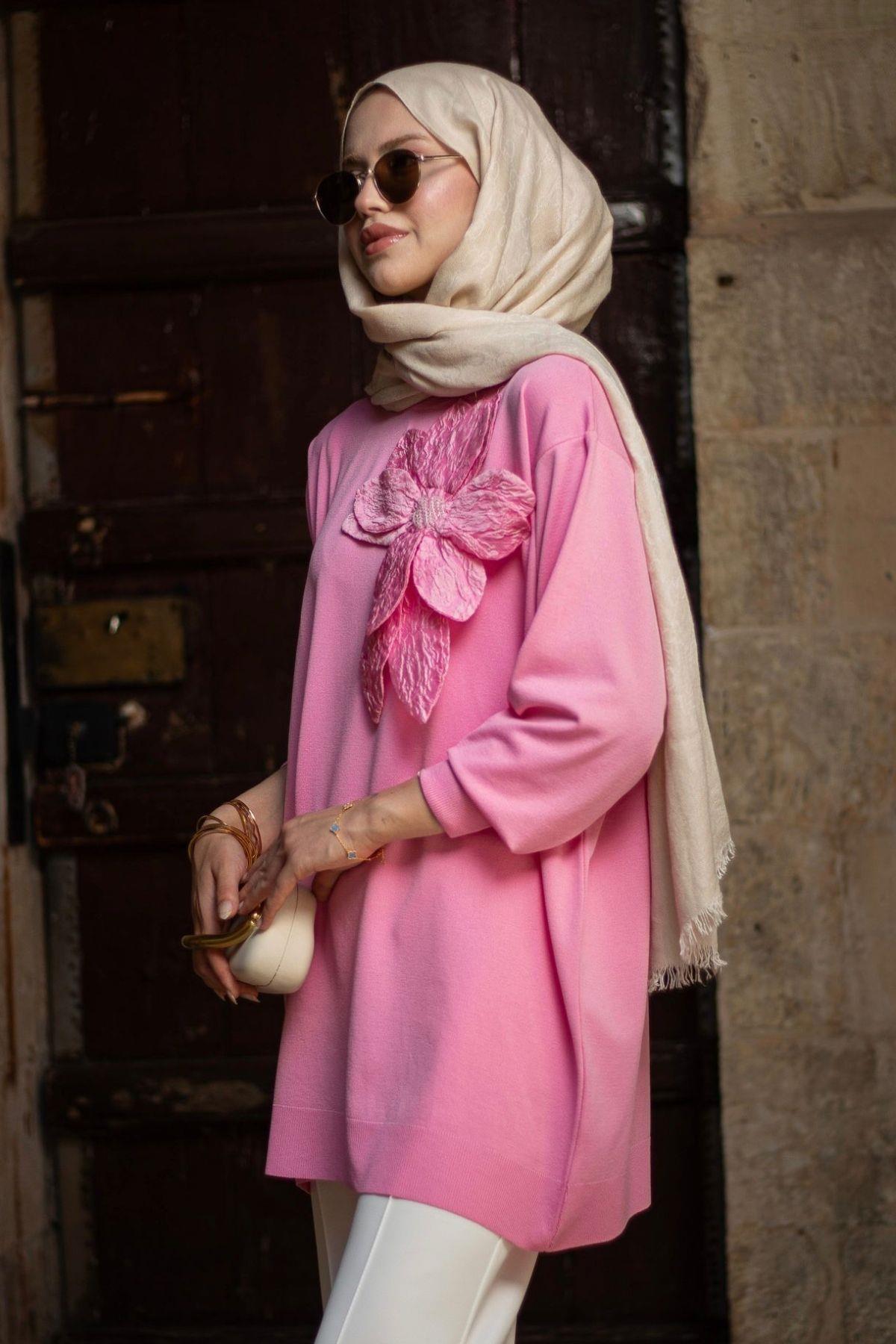 Dila Zambak Merserize Tunik Pembe, Fiyatları Dila Zambak Merserize Tunik Pembe- Haza Moda 
