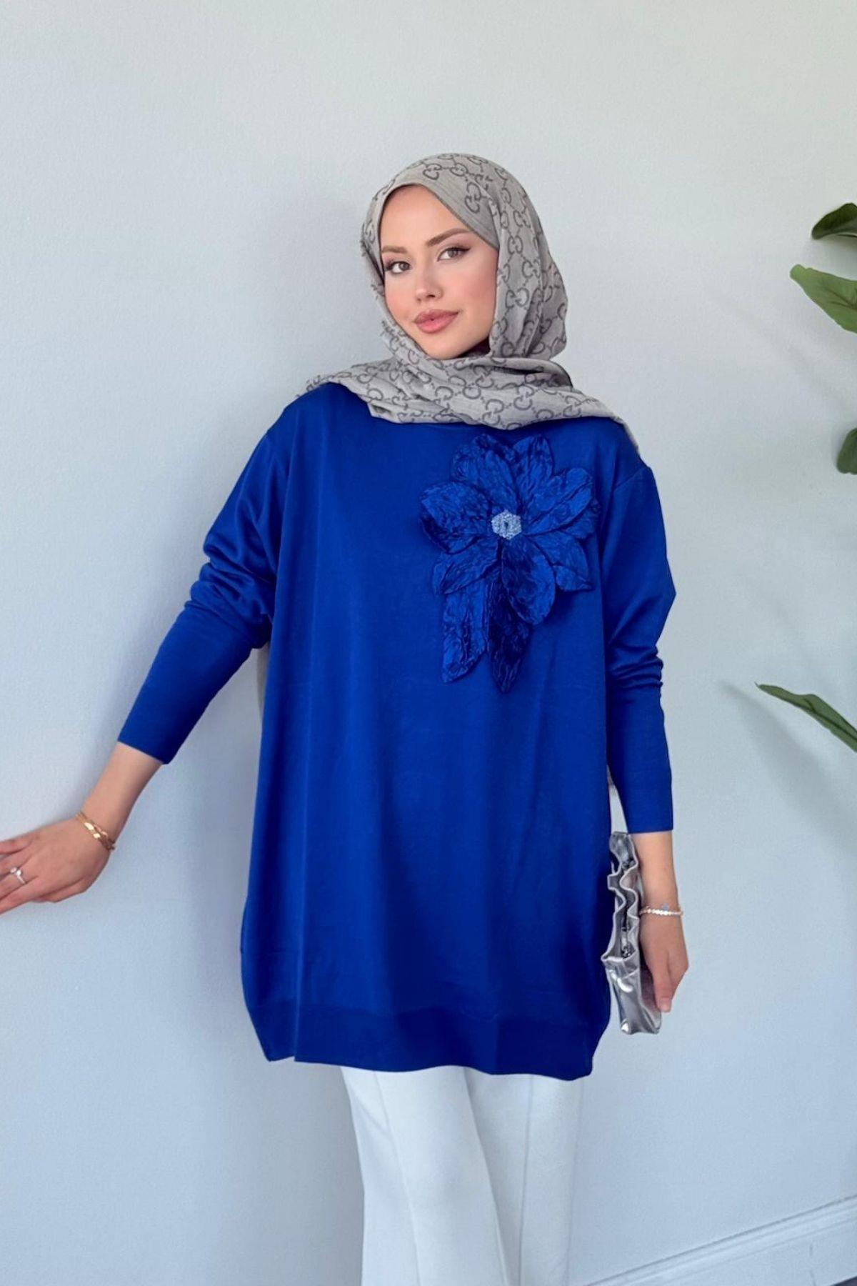 Dila Zambak Merserize Tunik Saks, Fiyatları Dila Zambak Merserize Tunik Saks- Haza Moda 