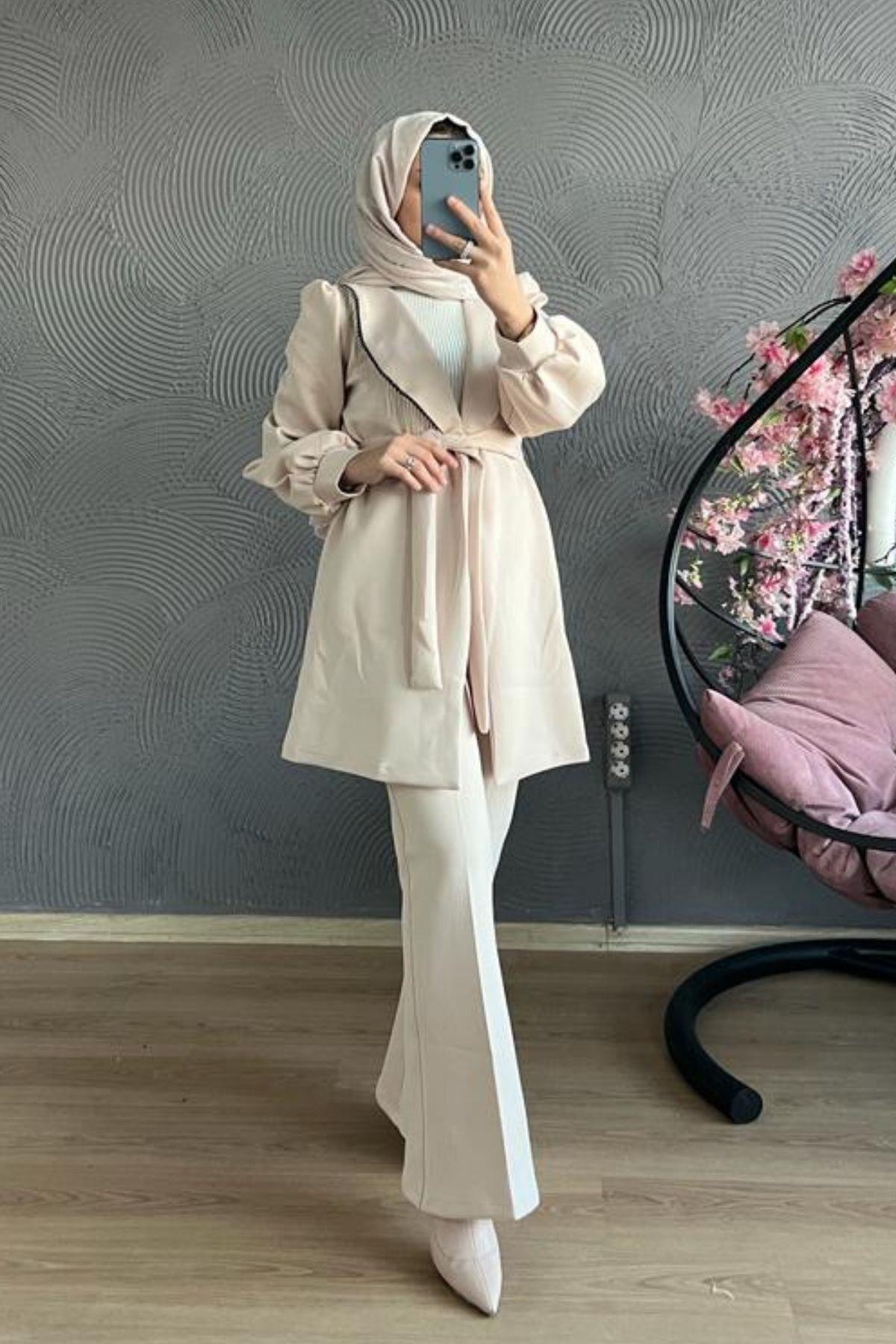 Diyena Püskül Takım BEJ, Fiyatları Diyena Püskül Takım-BEJ – Haza Moda | Tesettür Giyim
