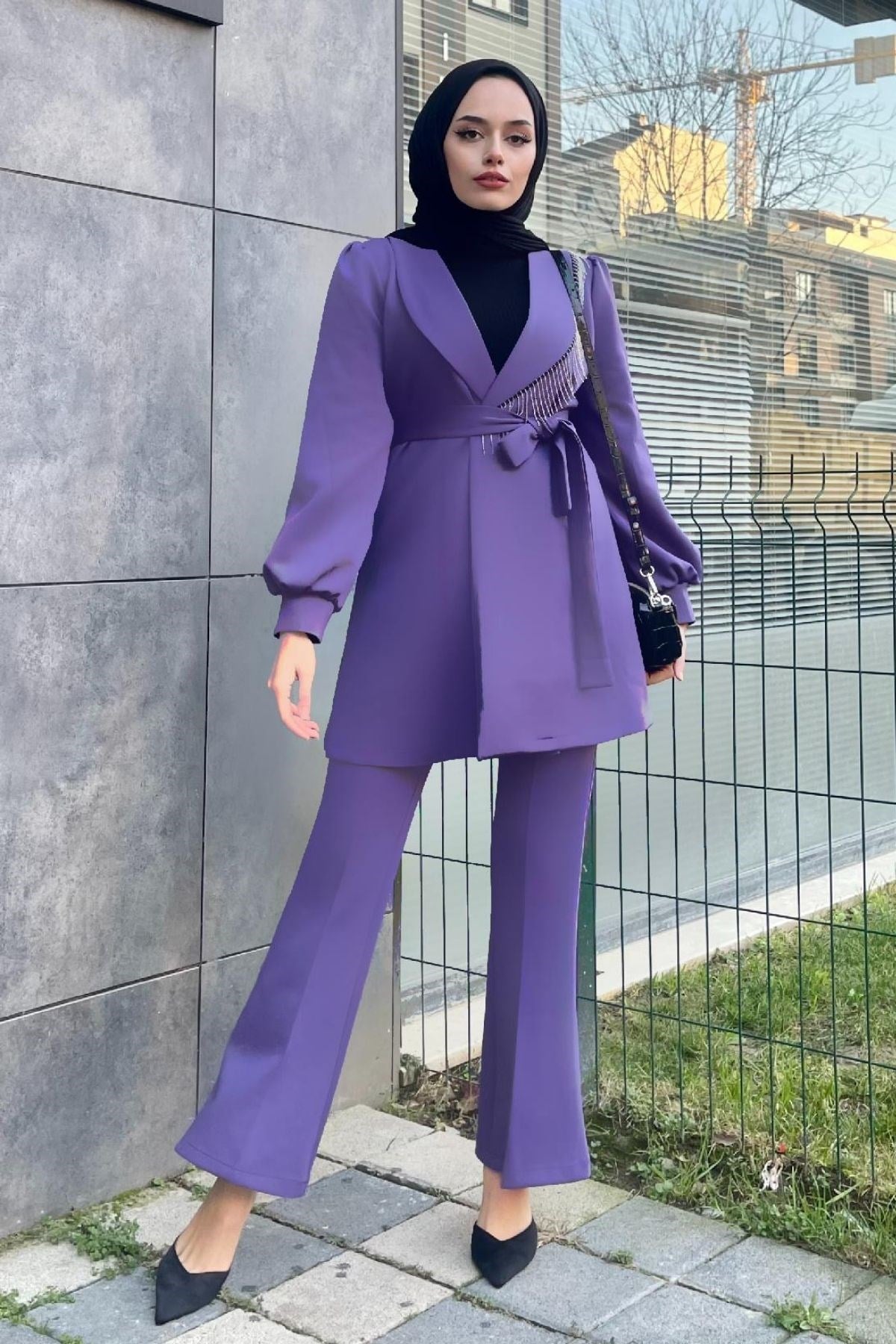 Diyena Püskül Takım-MOR, Fiyatları Diyena Püskül Takım-MOR – Haza Moda | Tesettür Giyim