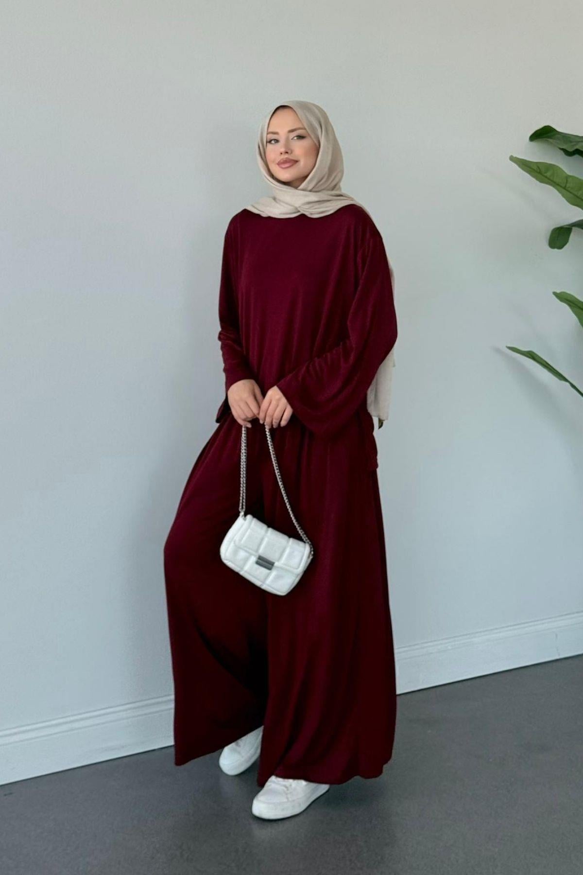 Duen İkili Takım Bordo, Fiyatları Duen İkili Takım Bordo- Haza Moda 