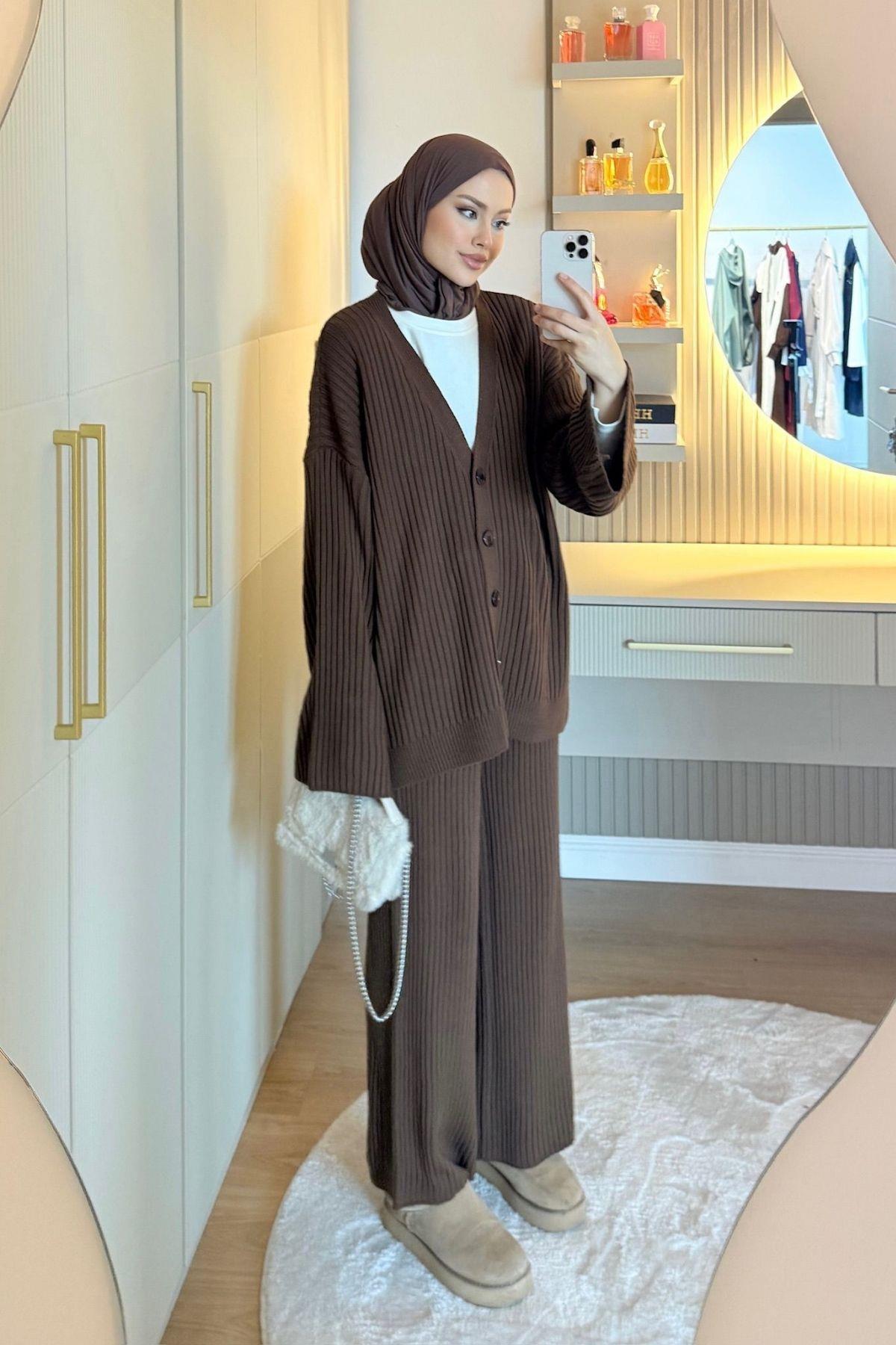 Eda İkili Triko Takım Kahve, Fiyatları Eda İkili Triko Takım Kahve| Haza Moda