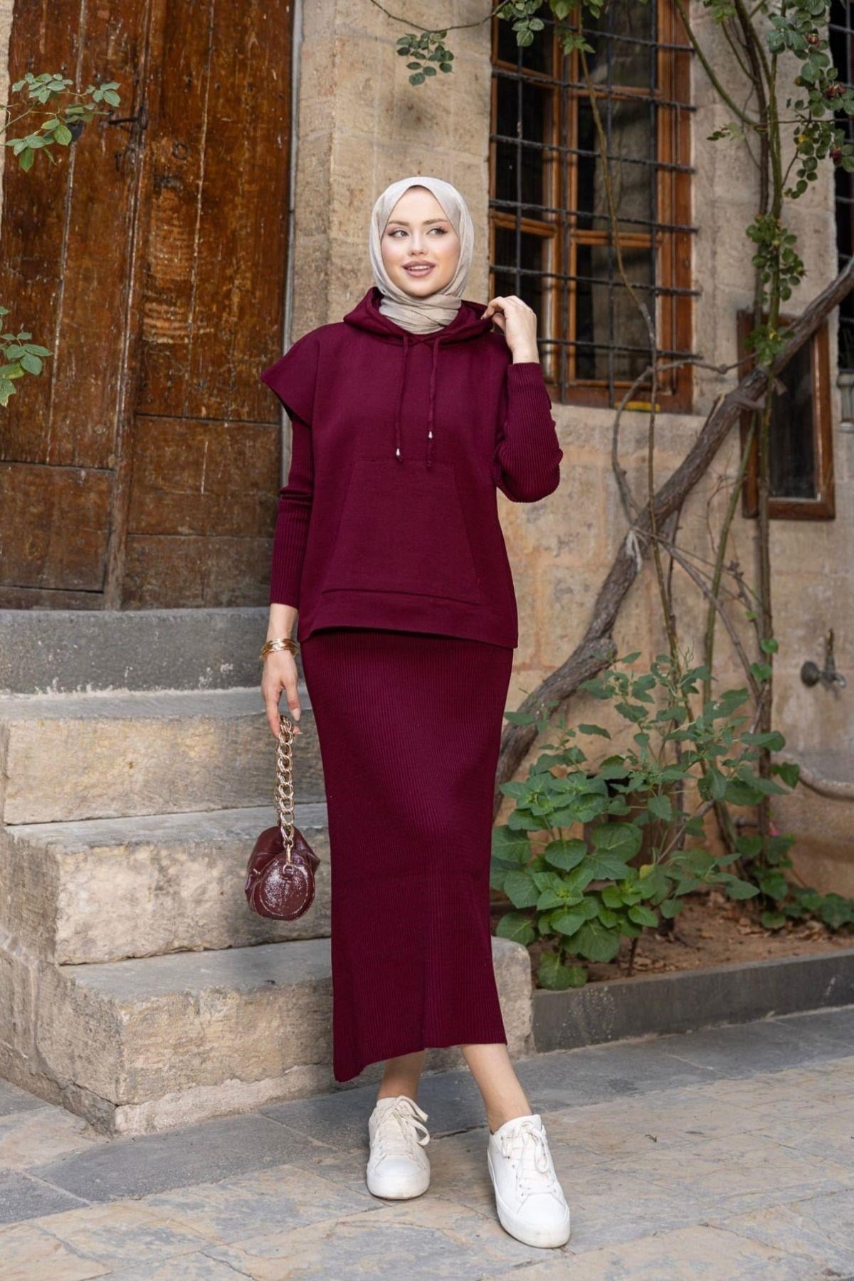 Elf Croplu Elbise Bordo