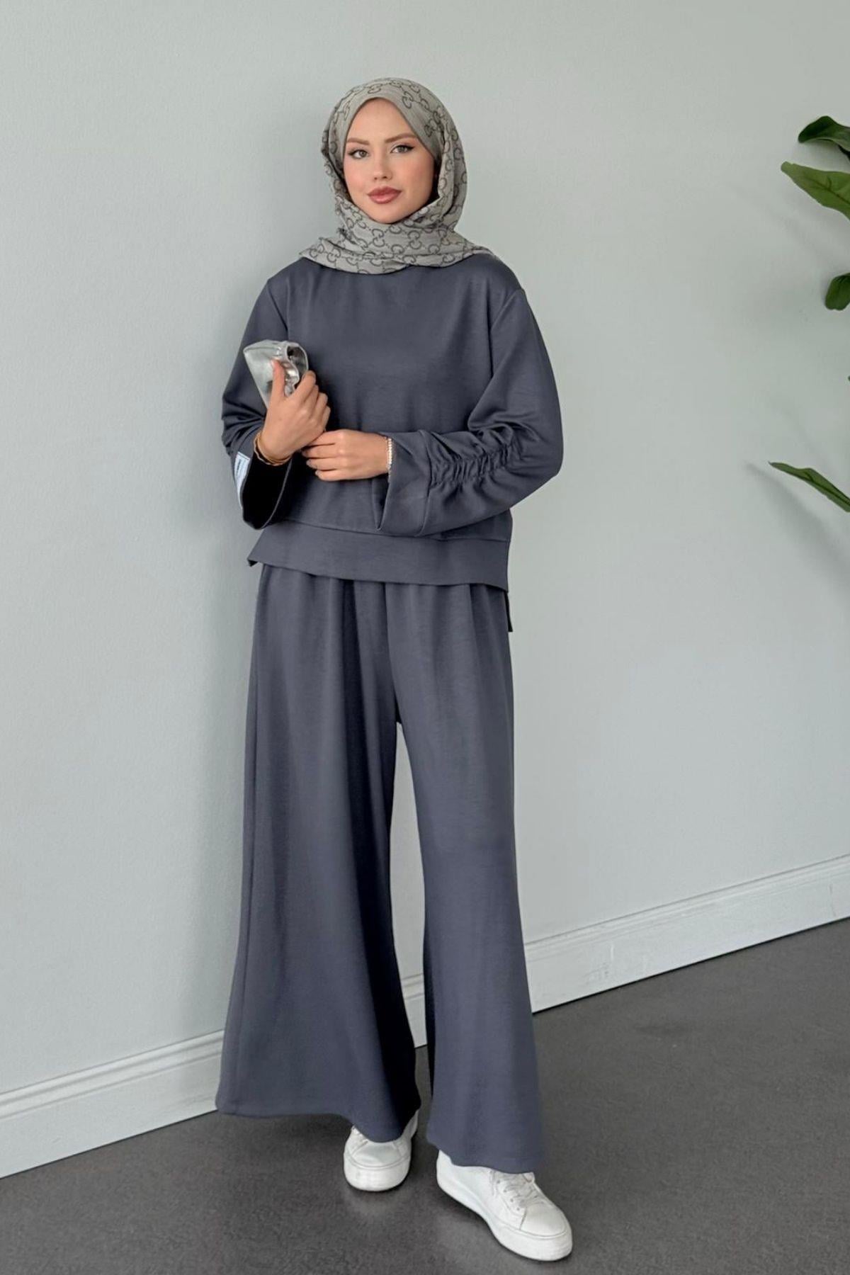 Elvador Pamuklu Takım Gri, Fiyatları Elvador Pamuklu Takım Gri- Haza Moda 
