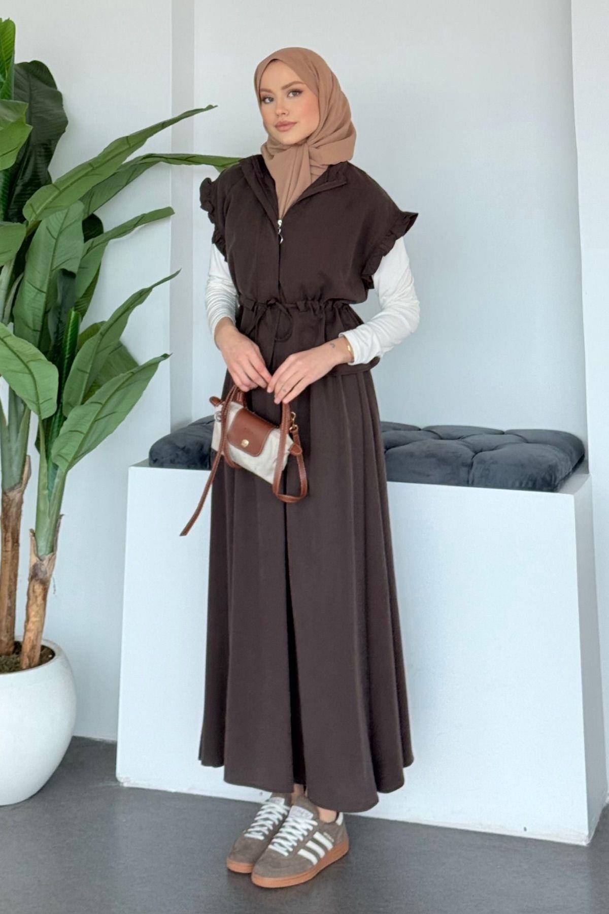 Emma Yelekli Etekli Modal Takım Kahve , Fiyatları 