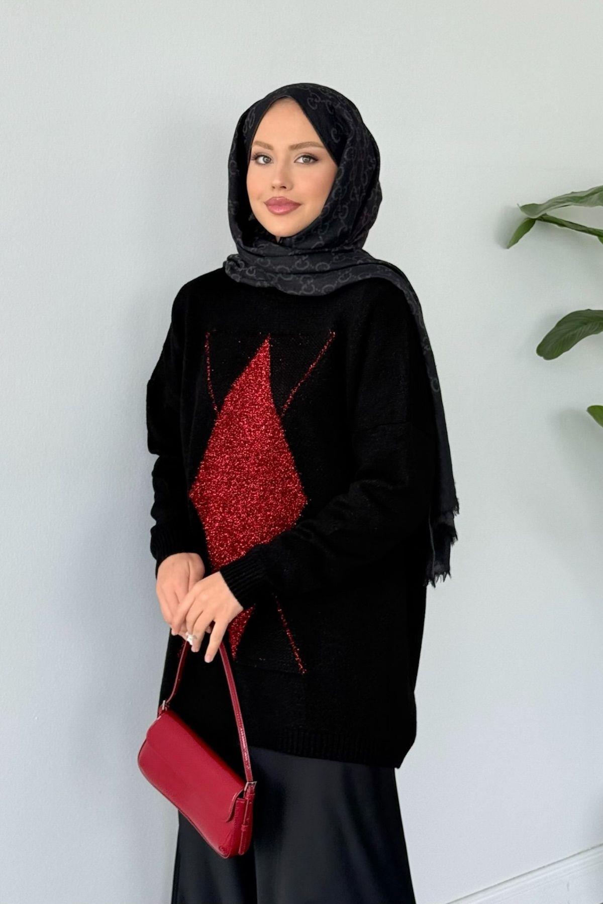 Erciyes Simli Kazak Siyah, Fiyatları Erciyes Simli Kazak Siyah- Haza Moda 