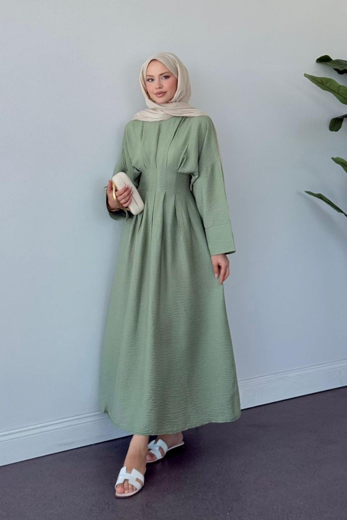 Eyfel Kuşaklı Elbise Mint, Fiyatları Eyfel Kuşaklı Elbise Mint- Haza Moda