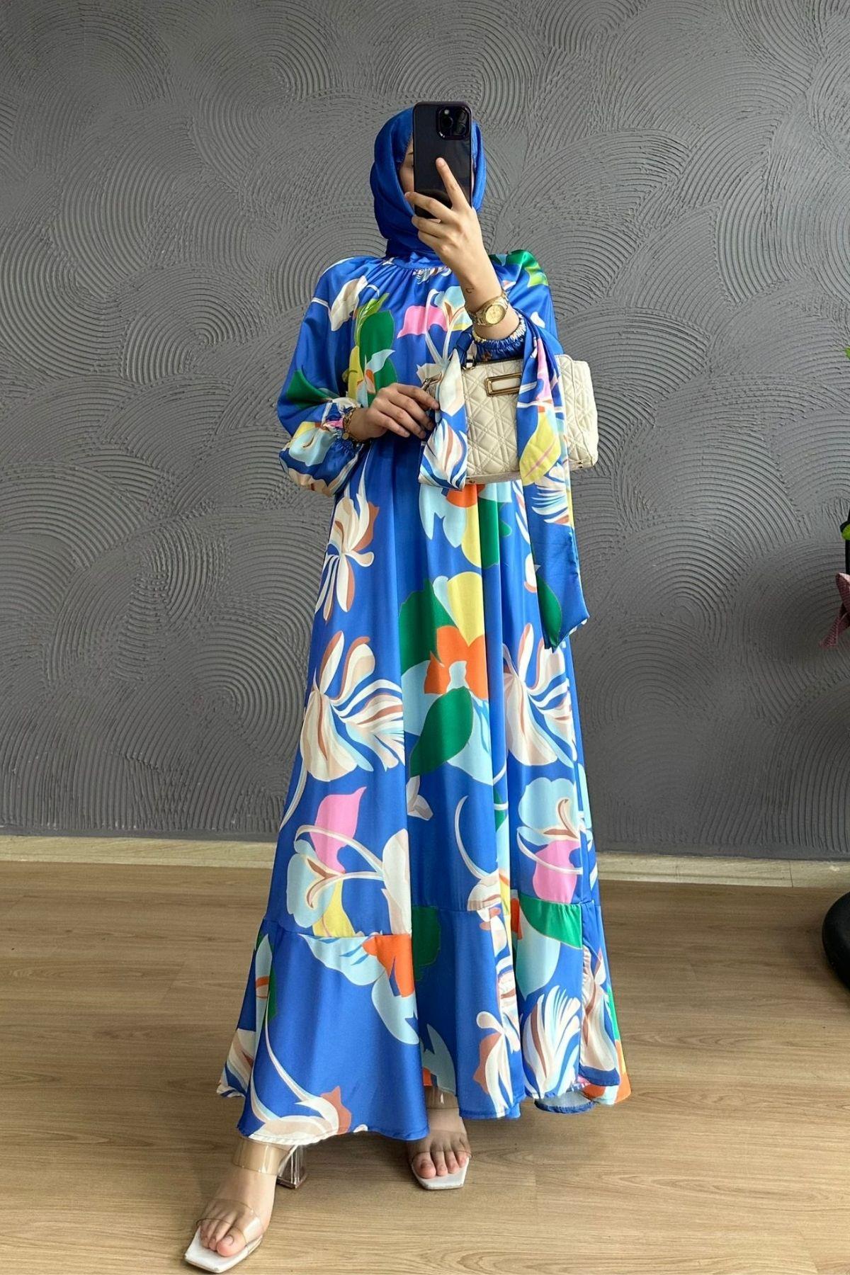 Eylül Çiçekli Elbise Mavi, Fiyatları 