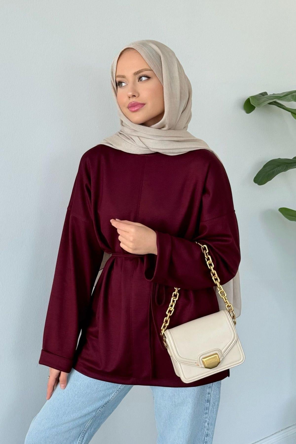 Eyşan Bağlamlı Bluz Bordo, Fiyatları Eyşan Bağlamlı Bluz Bordo - Haza Moda 