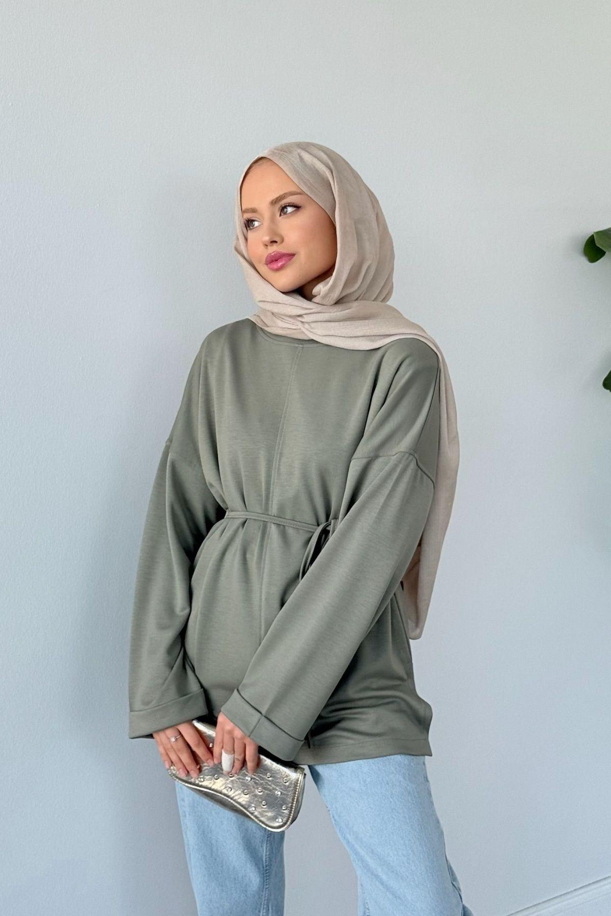 Eyşan Bağlamlı Bluz Haki, Fiyatları Eyşan Bağlamlı Bluz Haki- Haza Moda 