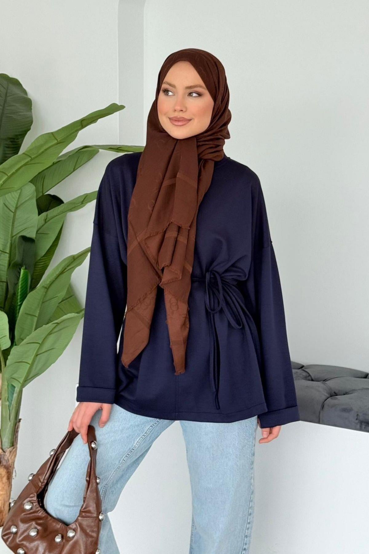 Eyşan Bağlamlı Bluz Lacivert, Fiyatları Eyşan Bağlamlı Bluz Lacivert - Haza Moda 