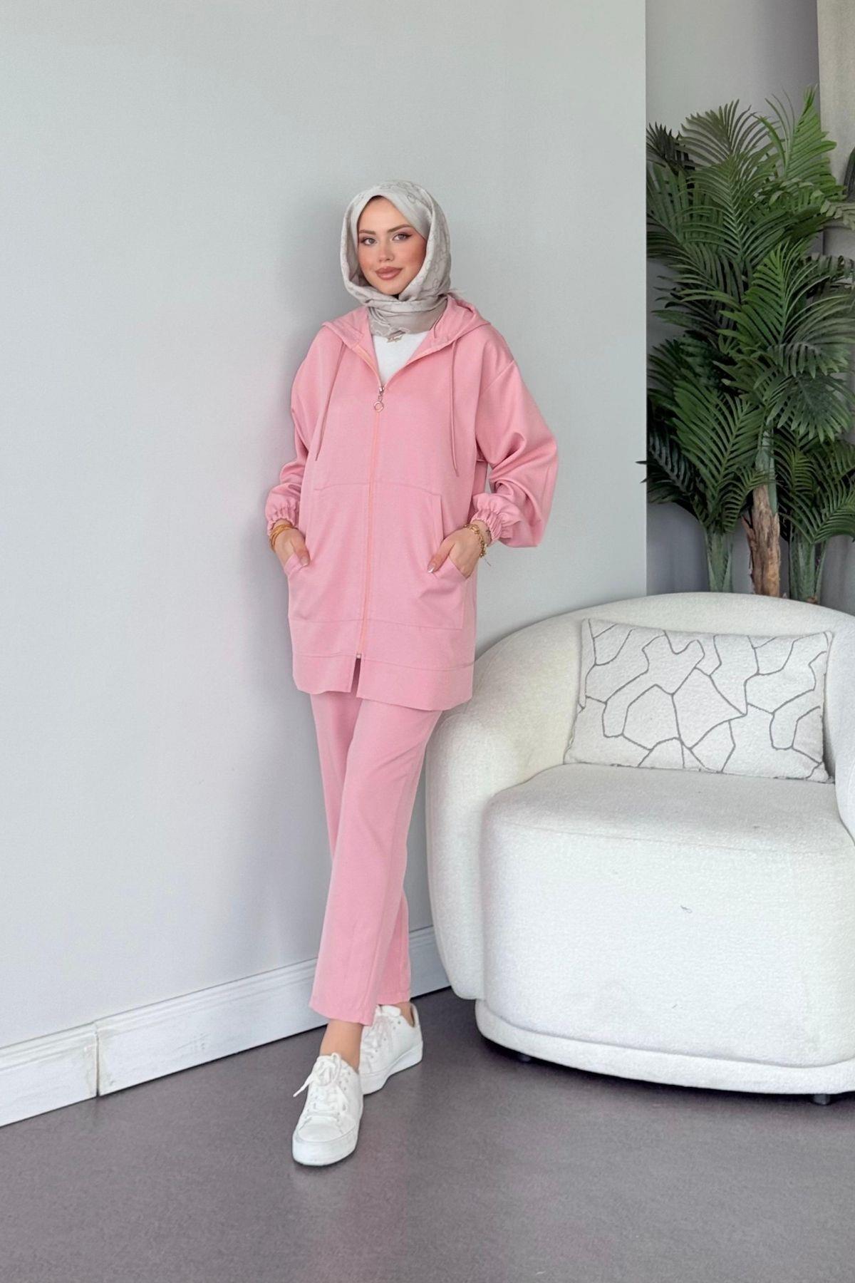 Fermuarlı Spor Takım Pudra, Fiyatları Fermuarlı Spor Takım Pudra - Haza Moda