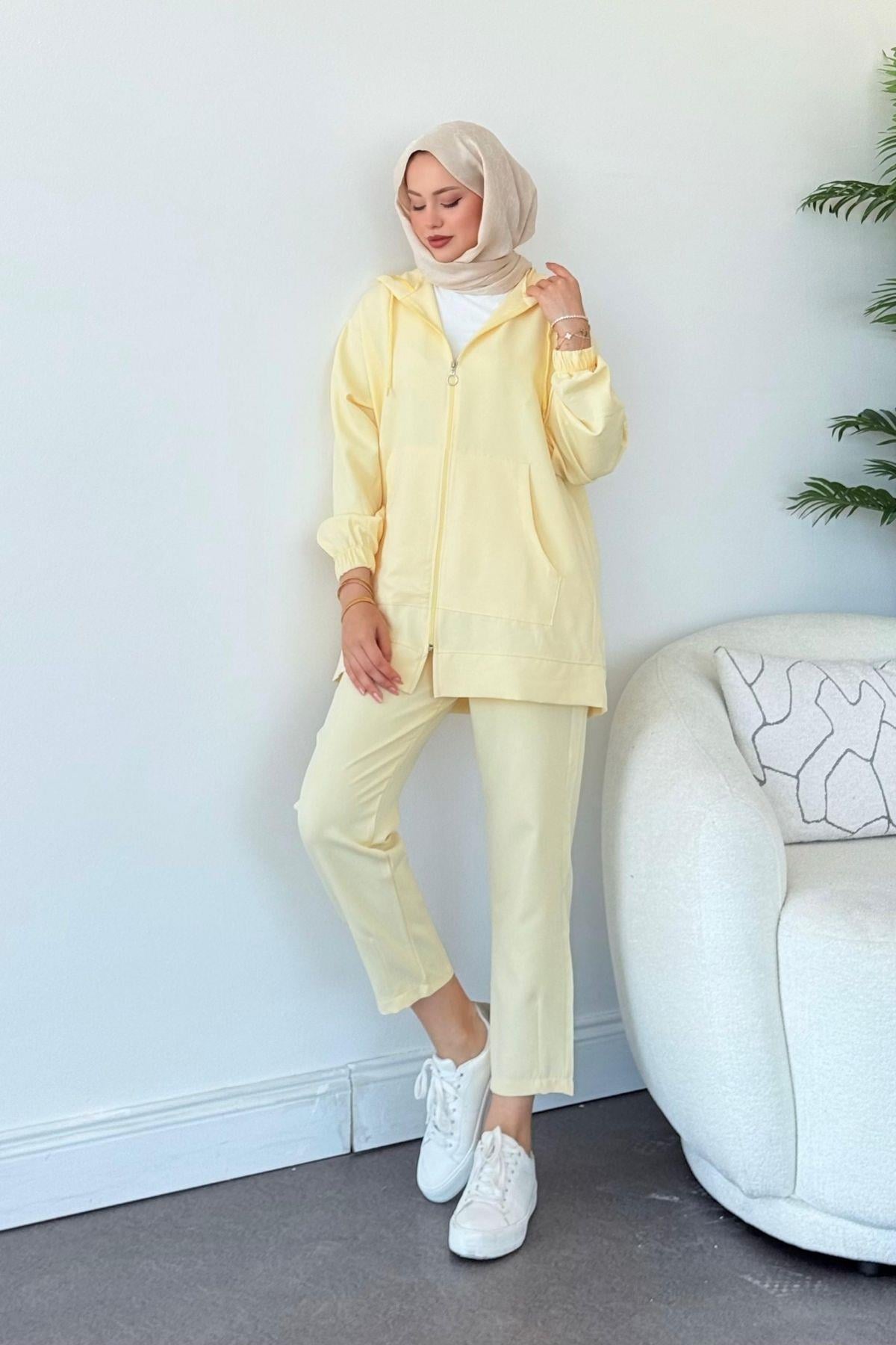 Fermuarlı Spor Takım Sarı, Fiyatları Fermuarlı Spor Takım Sarı- Haza Moda 