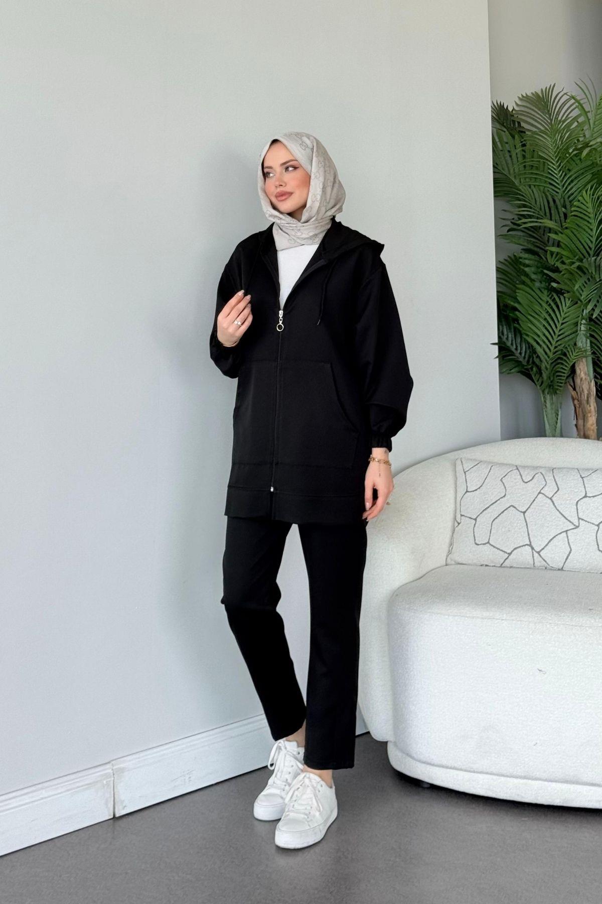 Fermuarlı Spor Takım Siyah, Fiyatları Fermuarlı Spor Takım Siyah - Haza Moda