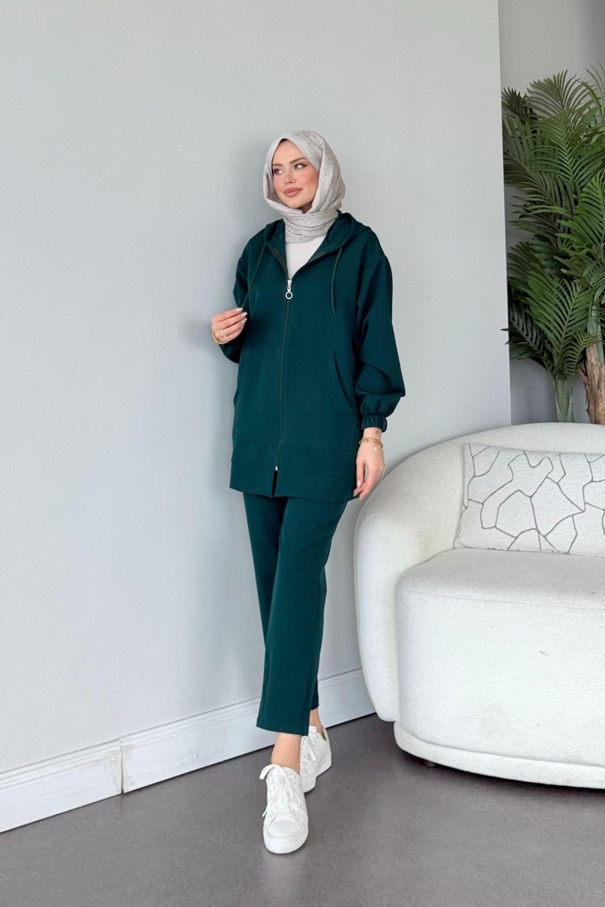 Fermuarlı Spor Takım Yeşil , Fiyatları Fermuarlı Spor Takım Yeşil  - Haza Moda