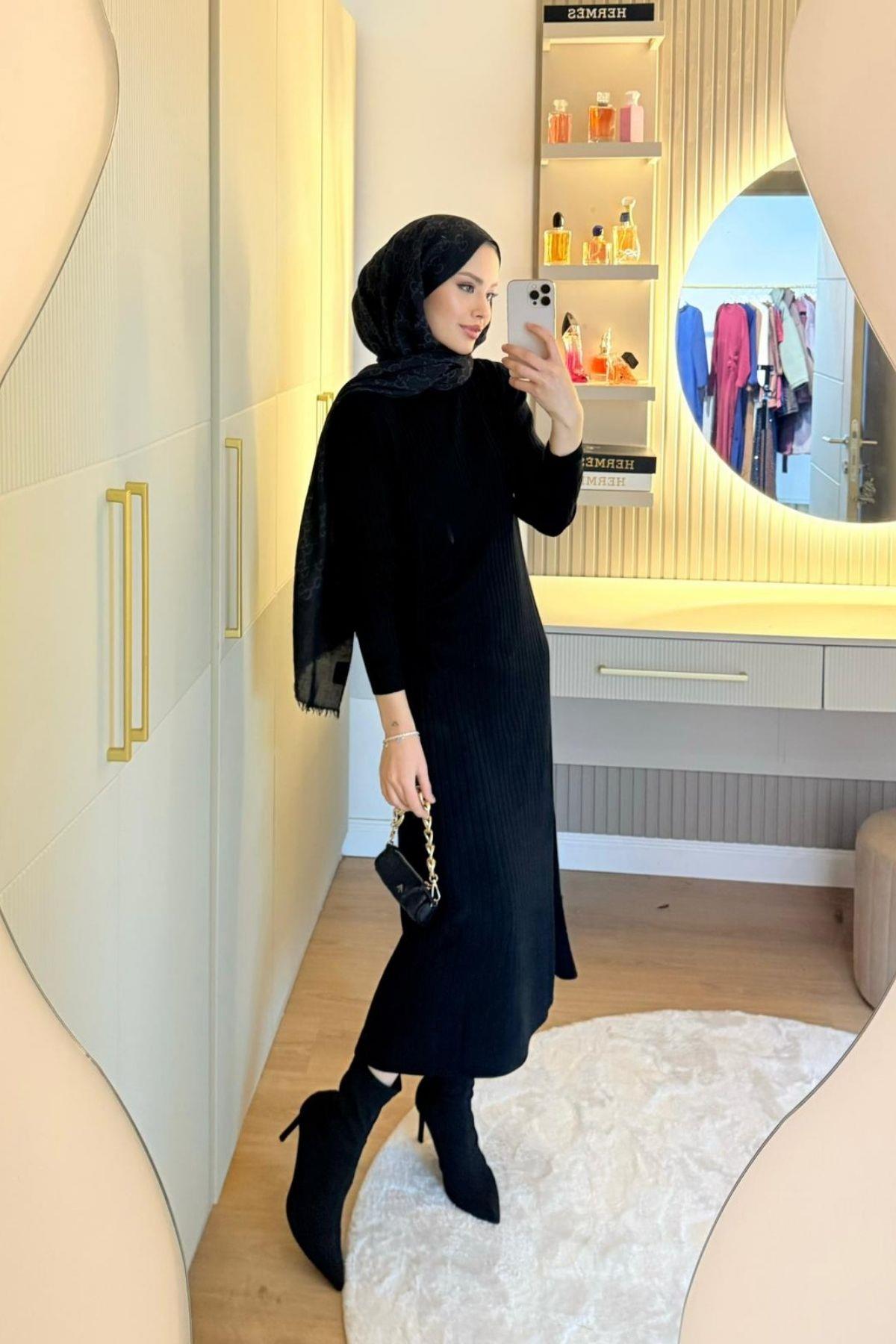 Fi Triko Elbise Siyah, Fiyatları Fi Triko Elbise Siyah - Haza Moda