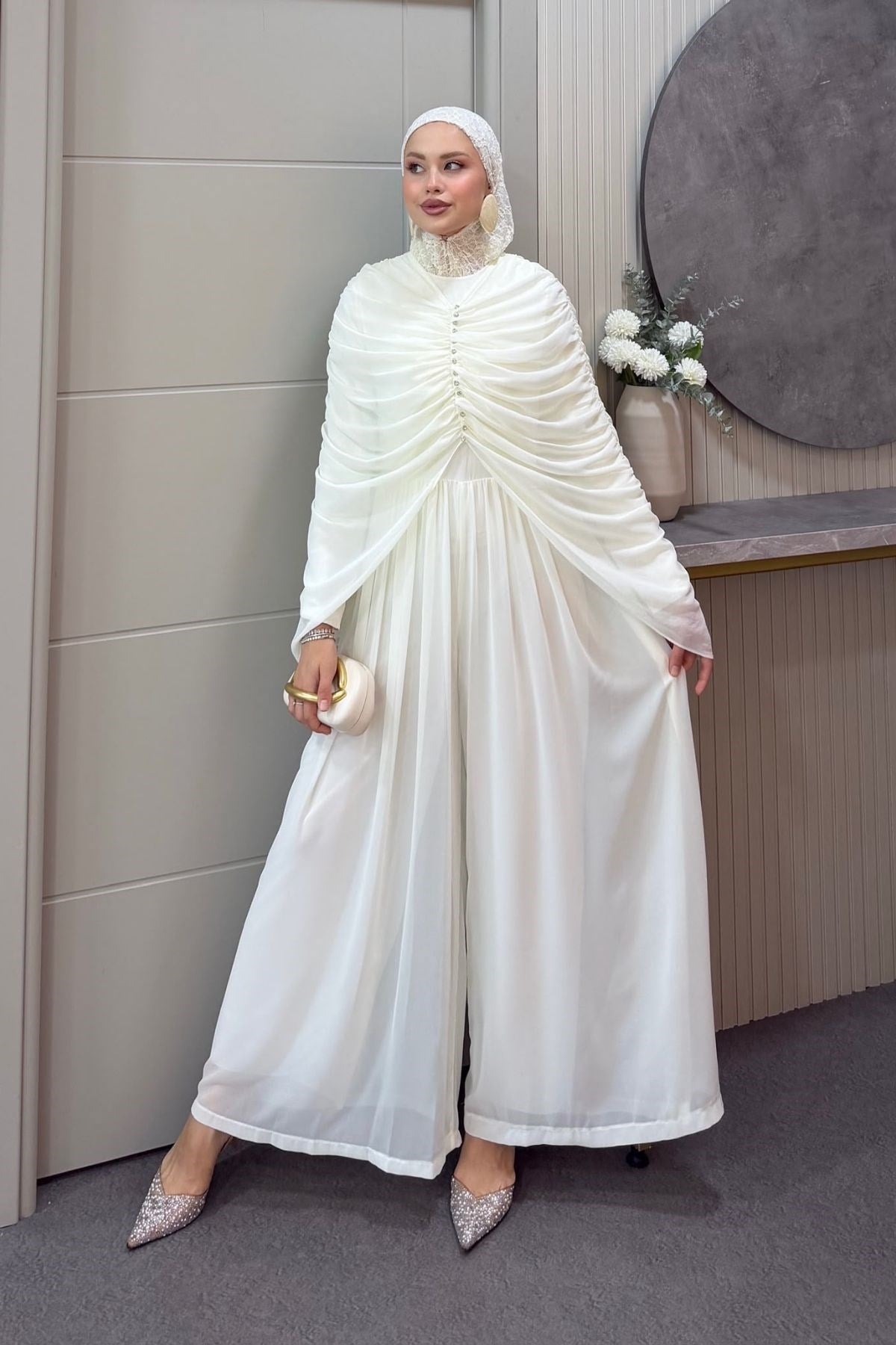 Figen Taş Detaylı Tulum Ekru, Fiyatları 