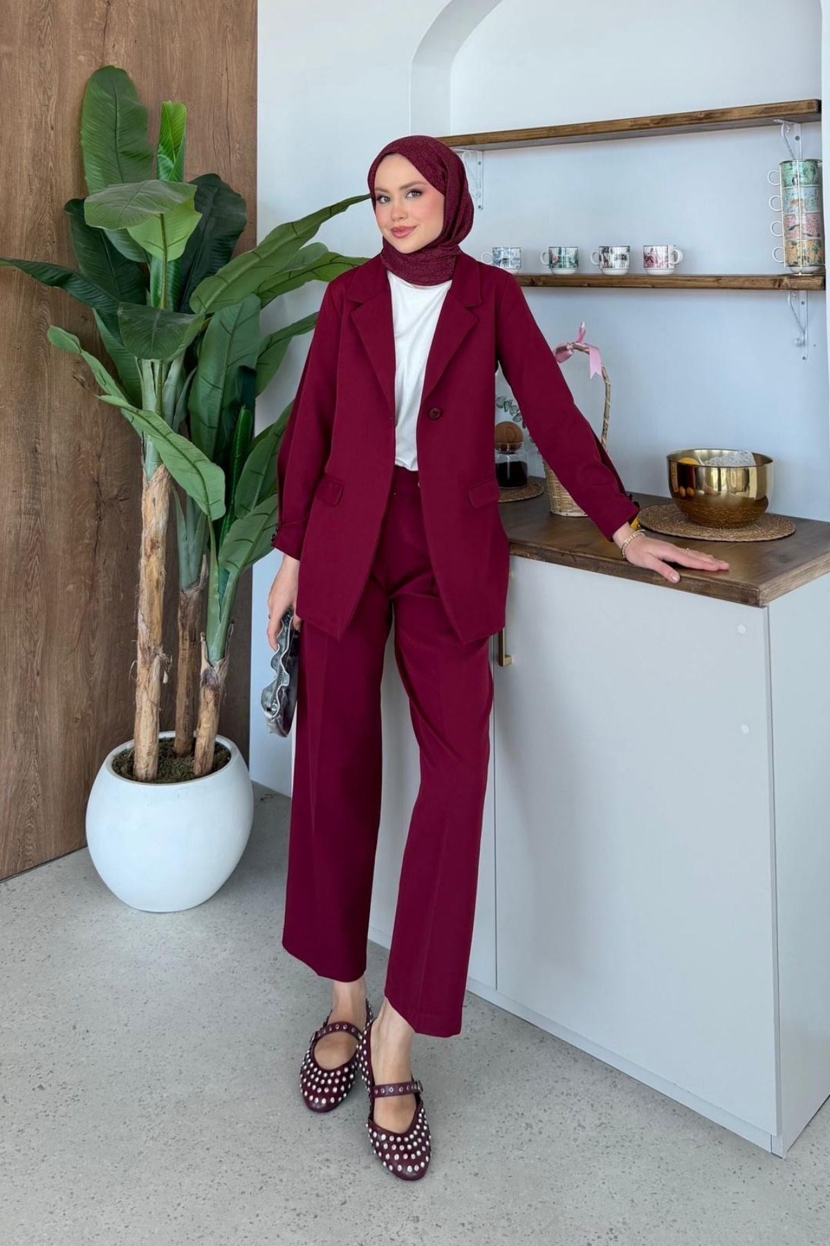 Fildişi Ceketli Takım Bordo, Fiyatları 