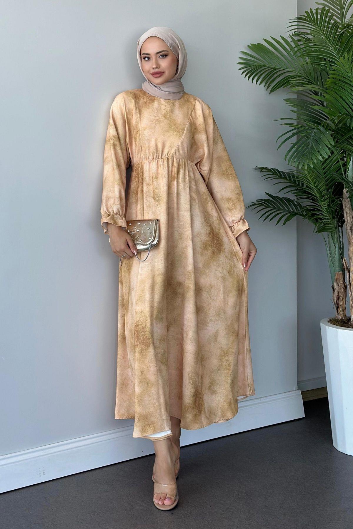 Fırça Desen Elbise Krem, Fiyatları 