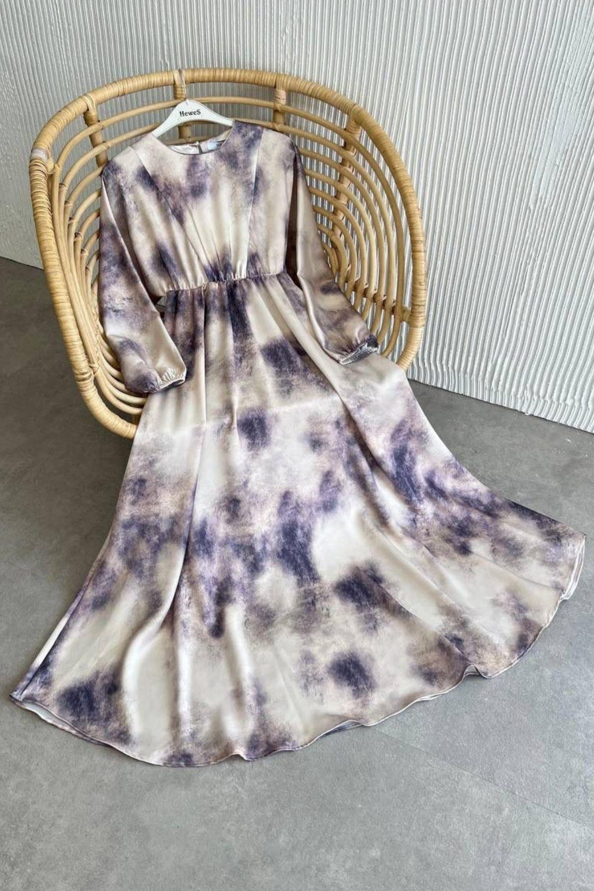 Fırça Desen Elbise Lila, Fiyatları 