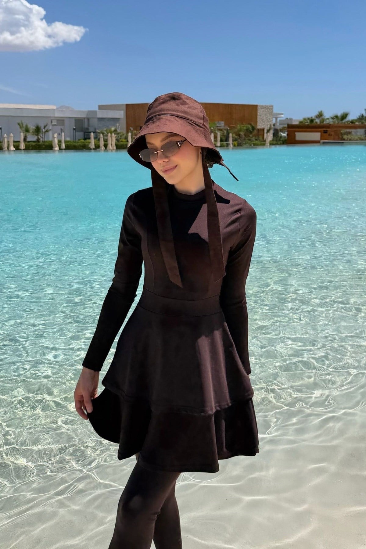 Fırfırlı Kat Kat Tesettür Mayo Kahve, Fiyatları Fırfırlı Kat Kat  Tesettür Mayo kahve | Haza Moda